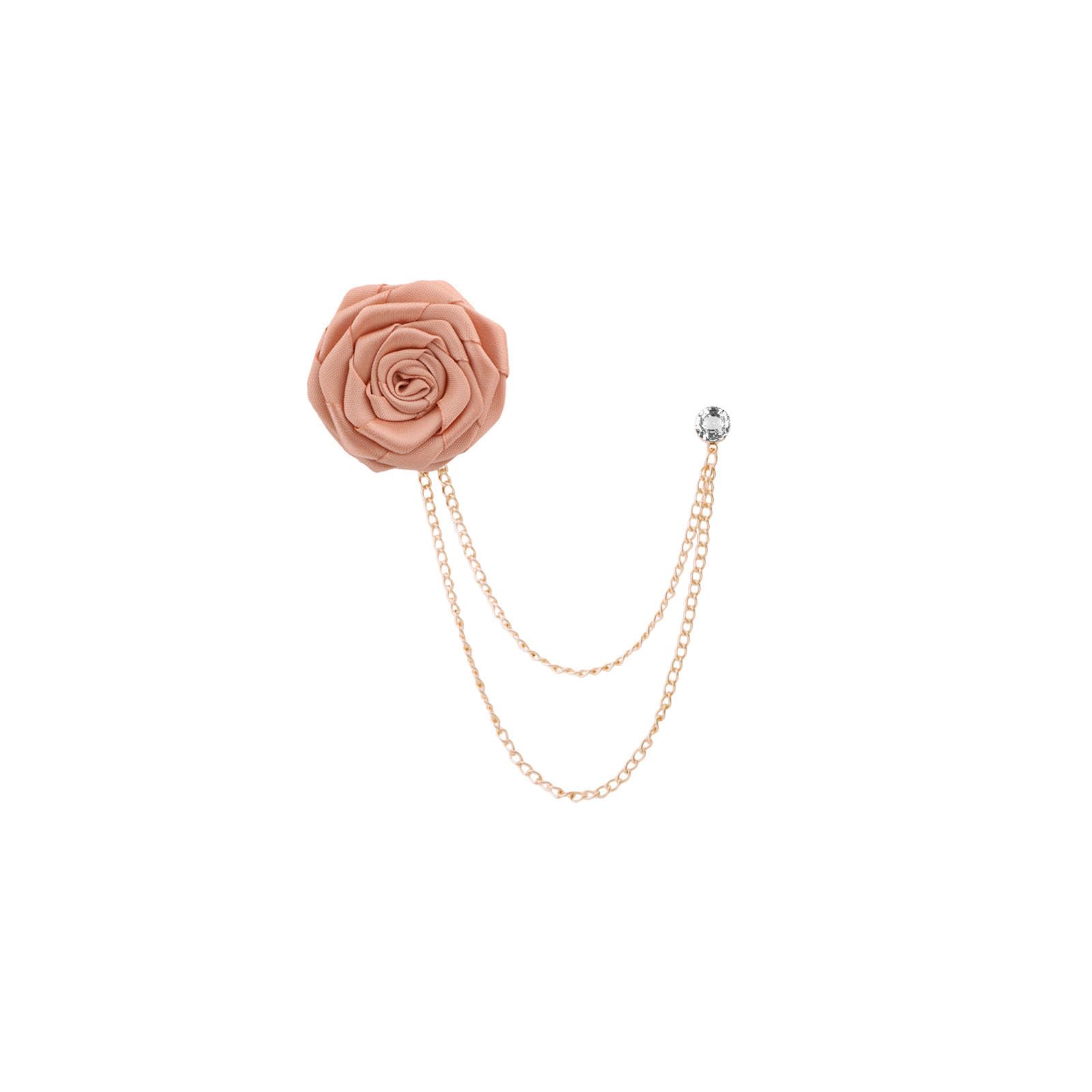 Elegant Rose Flower Pin Brooch for Men - Long Chain Fringe Lapel Pin Fabric Boutonniere - Wedding Suit Accessories for Groomsmen - Perfect for Formal Events, Prom, and Business Attire