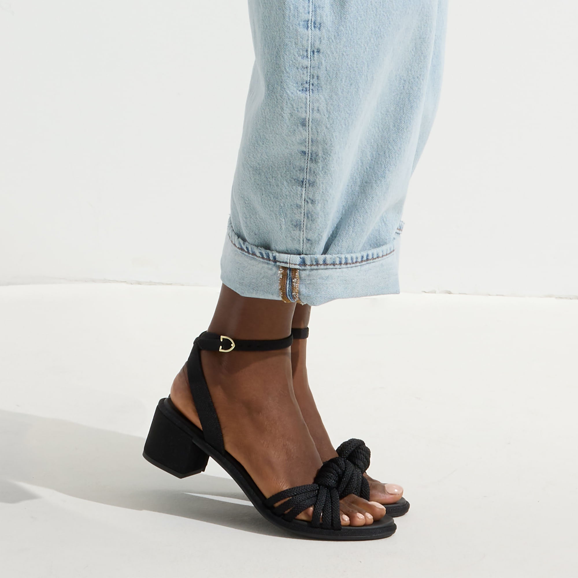 The Knot Sandal - Women's Black Braided Leather Sandals for Summer Beach & Casual Outings