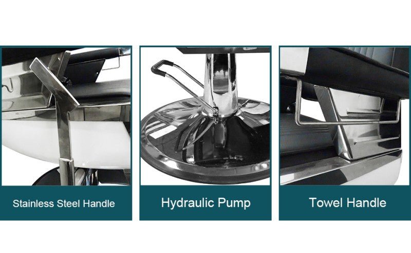 Greenlife Vader Advance Modern Recline Barber Chair Black & Silver - Professional Salon Haircut Styling & Shaving Chair for Barbershops & Home Use