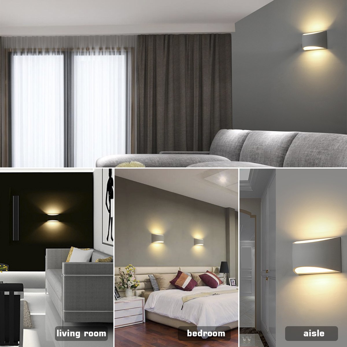 Modern LED Wall Sconce Lighting Fixture - 7W Warm White 2700K Up/Down Light - Indoor Plaster Wall Lamp for Living Room, Bedroom, Hallway - Home Decor with G9 Bulbs (Not Plug-in) - Perfect for Ambient Lighting and Accent Wall Illumination
