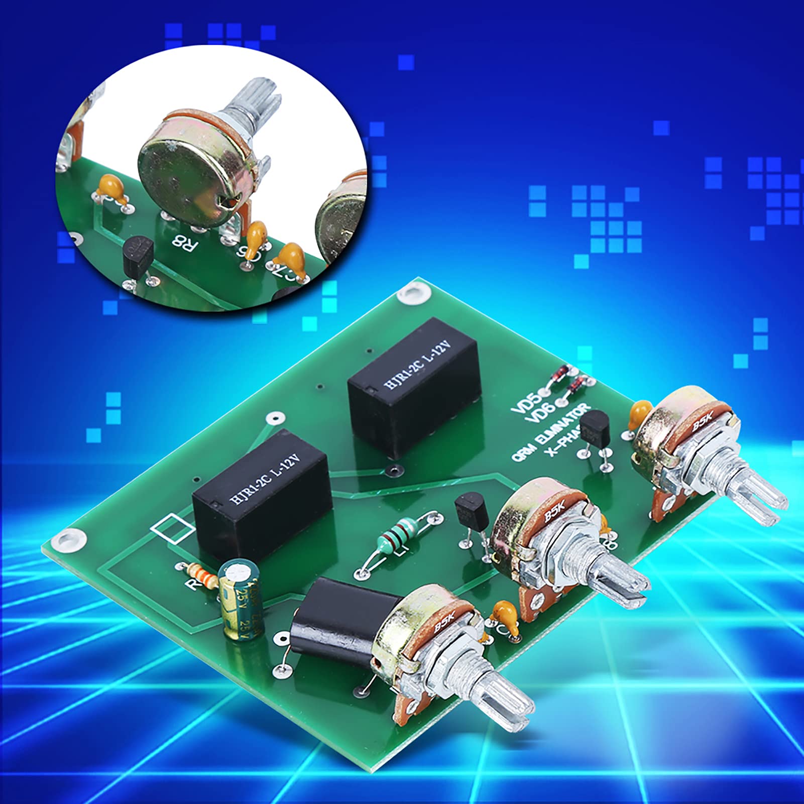 HF Band QRM Eliminator Kit - X-Phase Green PCB Radio Communication Amplifier Parts with PTT Control for Ham Radio & Home Audio - Perfect for Radio Enthusiasts & DIY Communication Projects