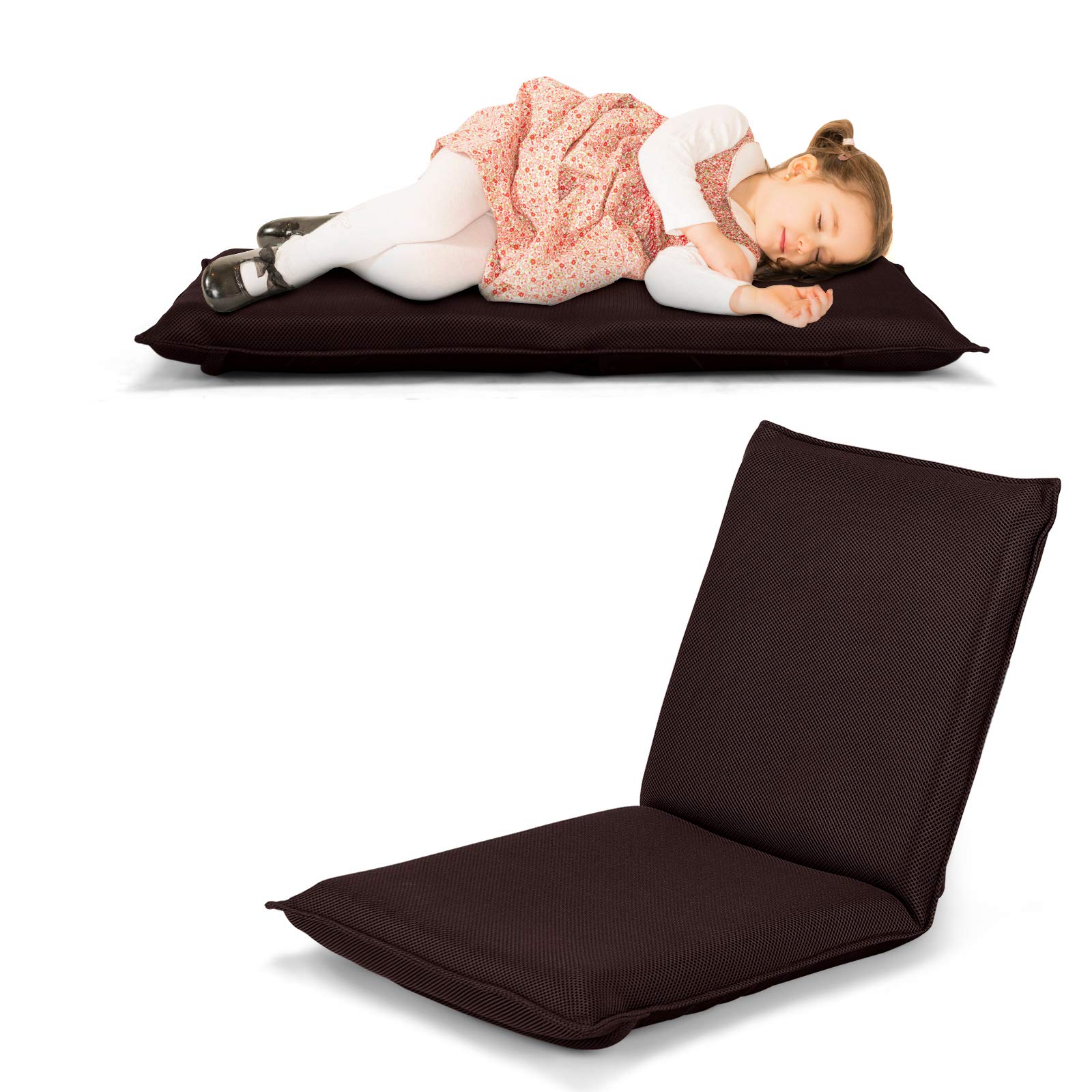 GOFLAME Adjustable Floor Chair - 6-Position Folding Padded Gaming Sofa Chair with Cushioned Back Support - Ergonomic Lazy Sofa for Reading, Meditation, Gaming and Relaxation - Perfect for Small Spaces, Bedrooms and Living Rooms (Coffee)