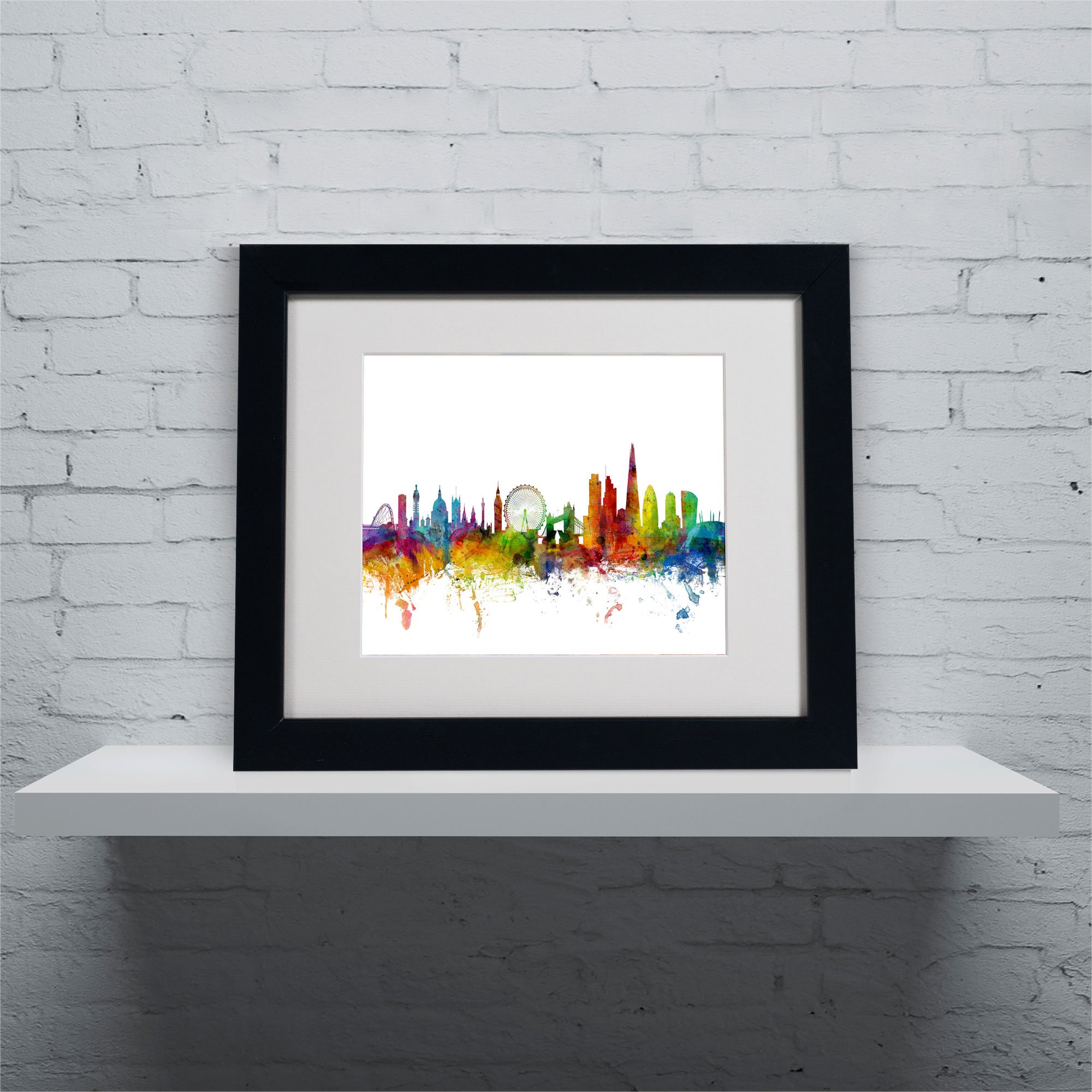 Michael Tompsett London England Skyline IX Canvas Art Print - 16x20 Inch Black Framed Wall Decor for Living Room, Office & Bedroom