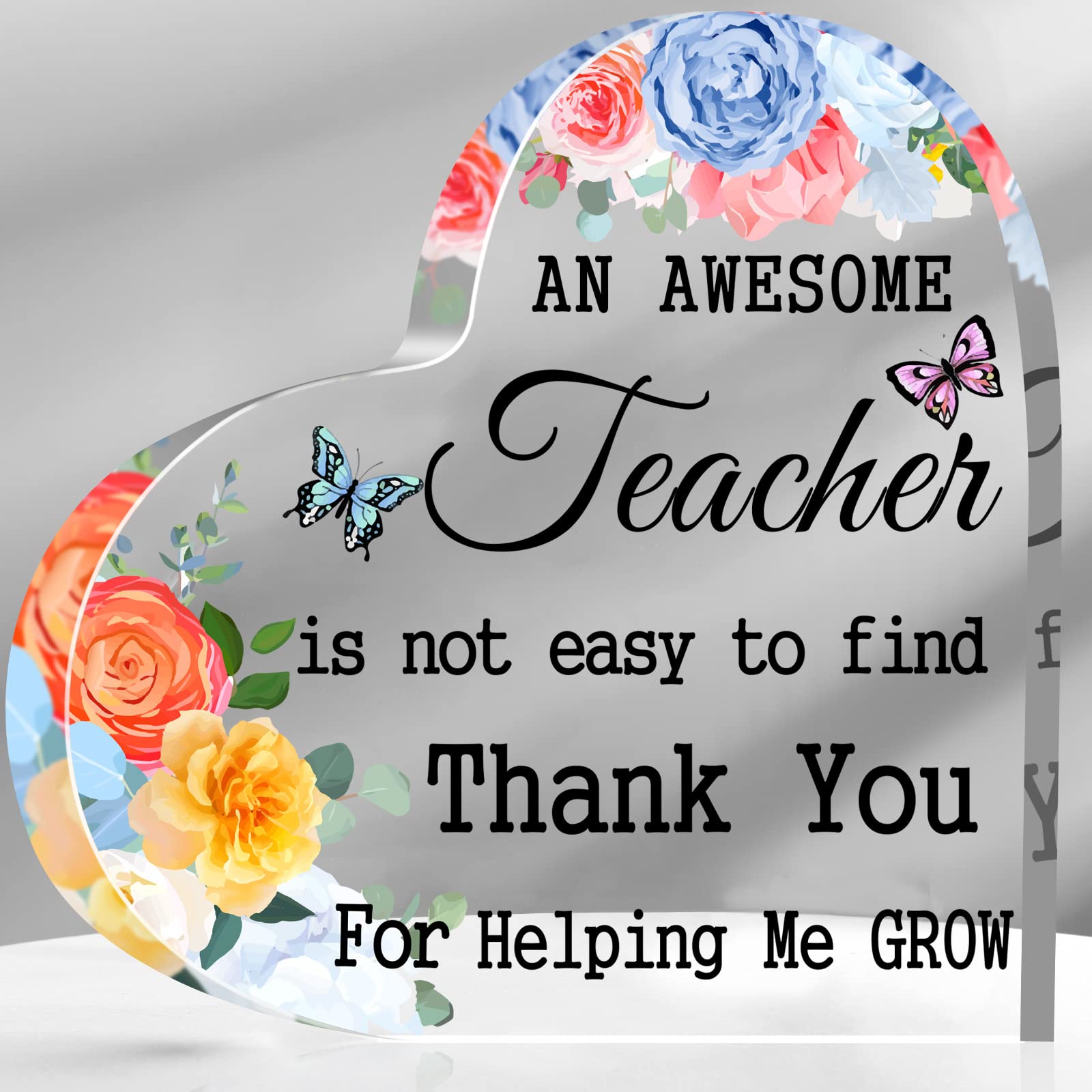 Yookeer Acrylic Teacher Appreciation Gift - 6x6 Inch Floral Keepsake Paperweight for Educators, Graduation Gift for Women - Perfect for Teacher's Desk Decor, Retirement Gifts & End of Year Thank You Presents