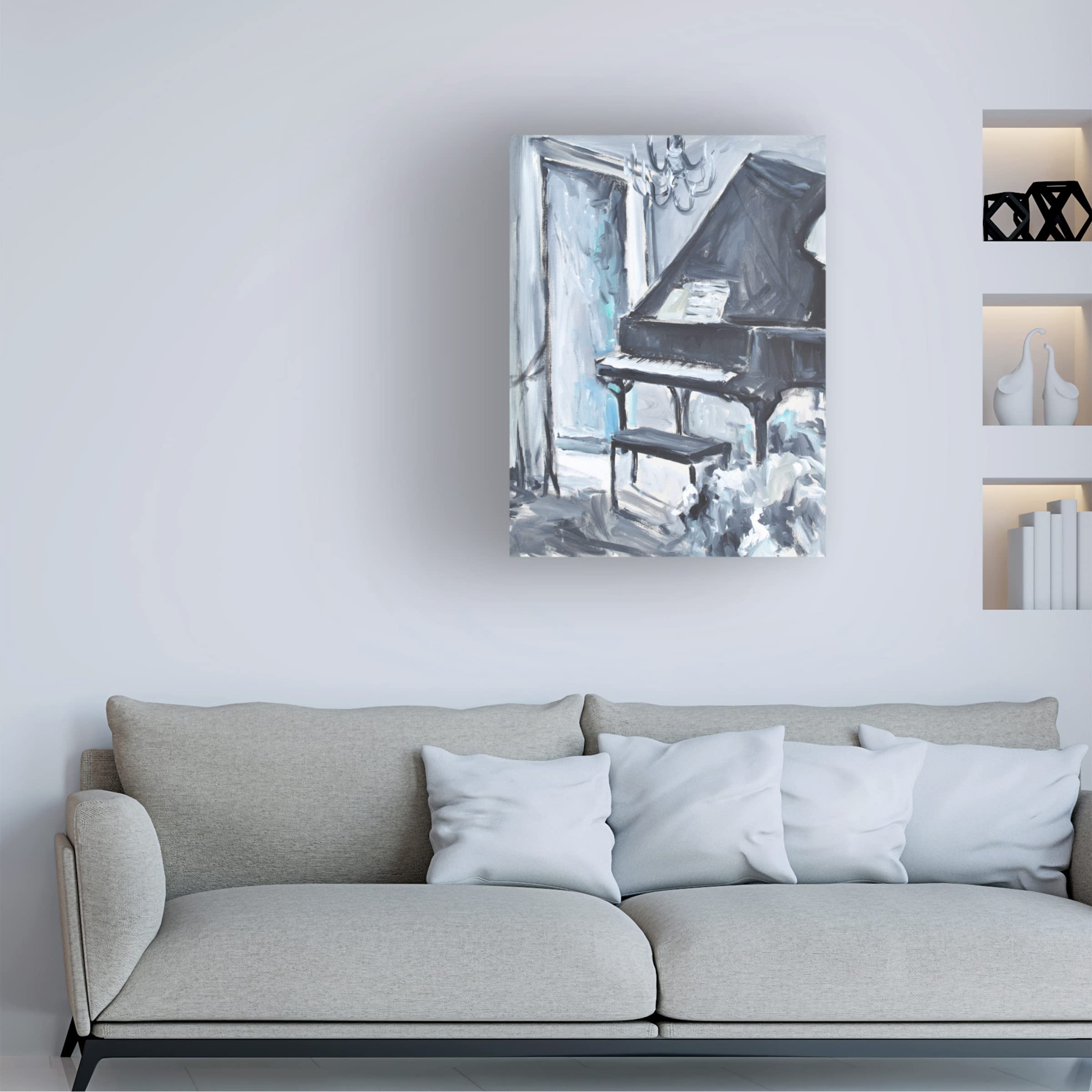 Trademark Fine Art 'Piano Blues I' Canvas Wall Art by Allayn Stevens - Jazz Music Decor for Living Room, Bedroom & Office