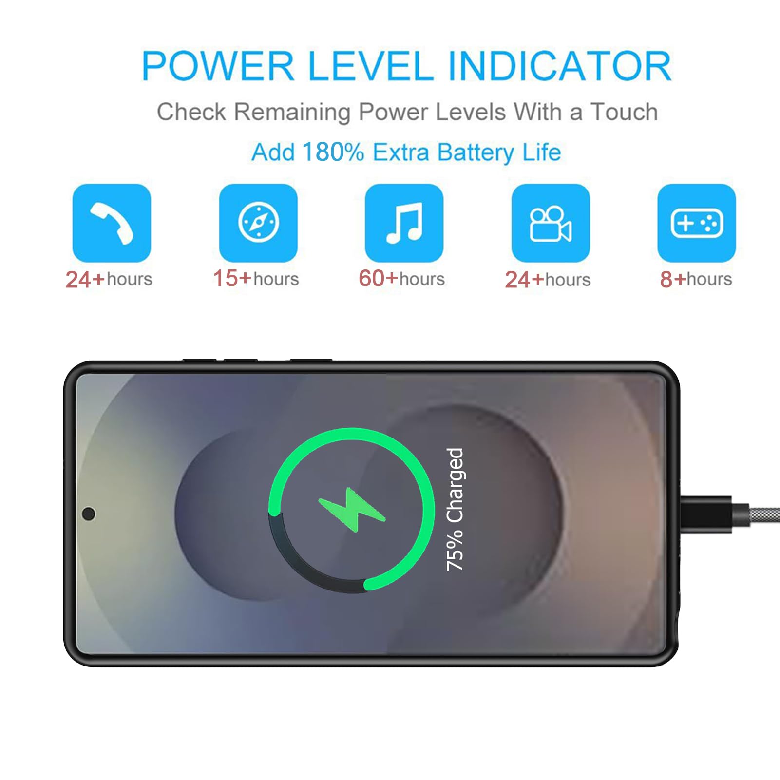 Galaxy S25 Ultra Battery Case 12000mAh - Wireless Charging Protective Case Compatible with Samsung Galaxy S25 Ultra 5G (2025 Model, 6.9 Inch) - Portable Extended Battery Pack Charger (Black) | Perfect for Travel, Outdoor Activities & Daily Use