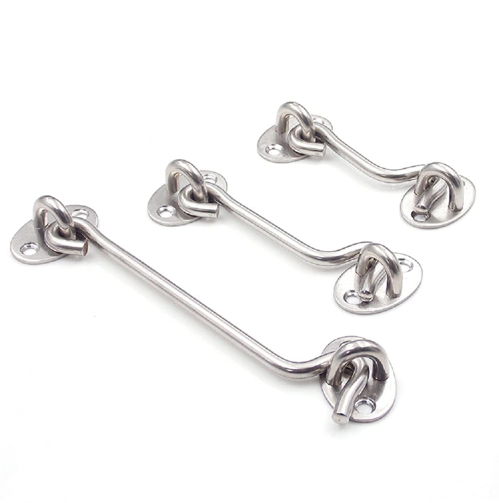 100 Packs 4 Inch SUS 304 Stainless Steel Barn Door Latch - Solid Hook & Eye Latch with Mounting Screws for Sliding Doors, Sheds, Gates & Cabinets - Rustproof Heavy Duty Hardware for Indoor & Outdoor Use