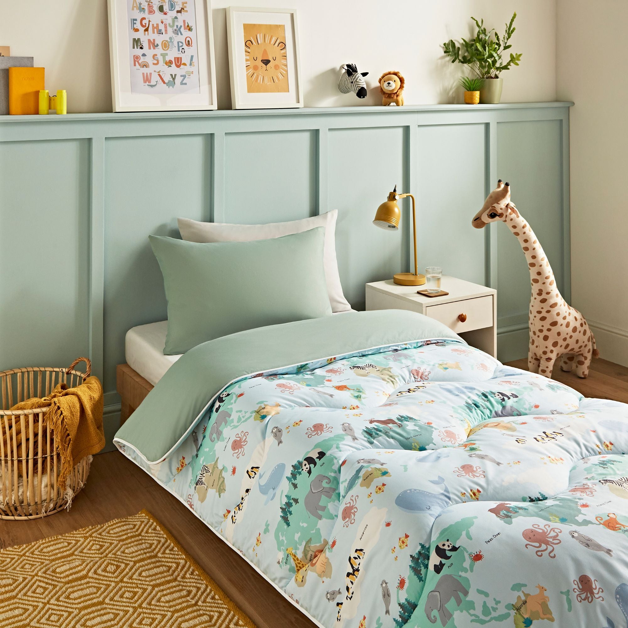 Night Lark Kids® Coverless Duvet Set - Animal Atlas Print Twin/Full/Queen Size | Soft & Breathable Kids Bedding for Boys & Girls | Perfect for Bedrooms, Sleepovers & Travel