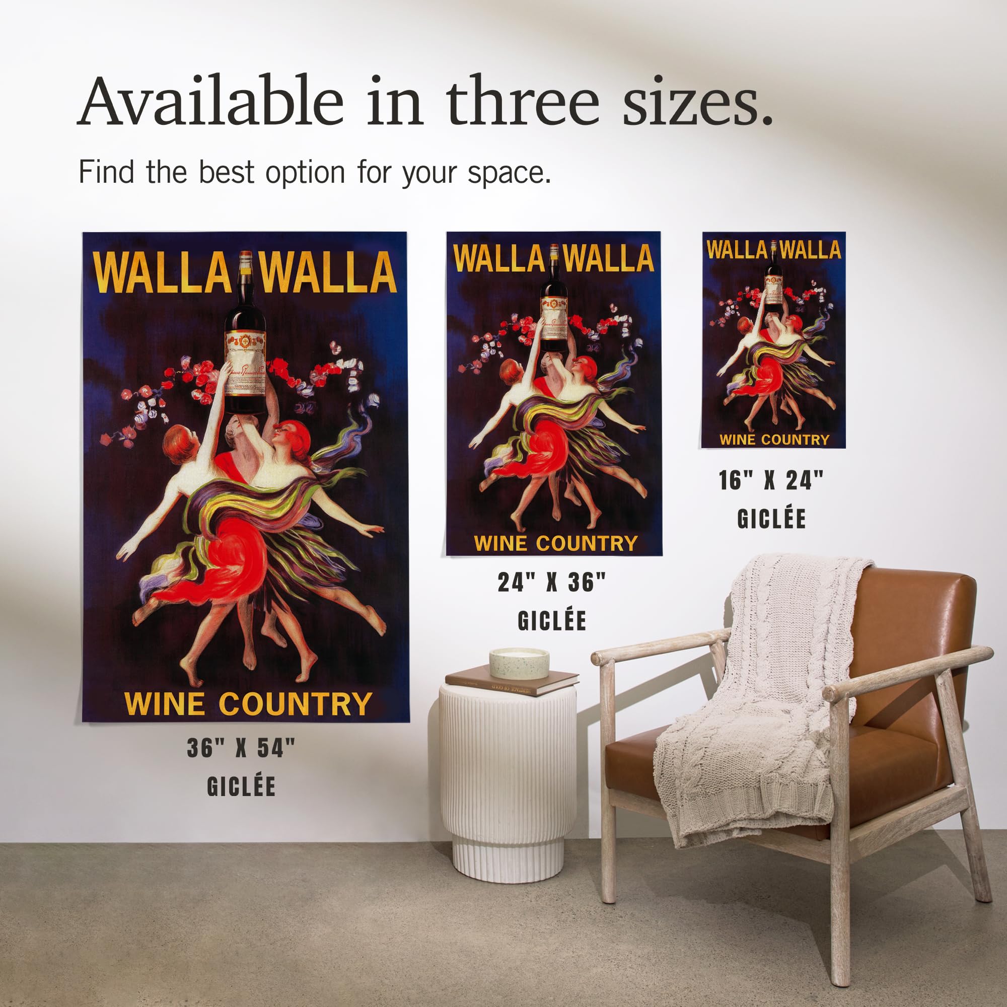 Lantern Press 16x24 Inch Giclee Art Print - Walla Walla Washington Landscape Painting of Women Dancing with Wine - Perfect for Living Room, Bedroom or Office Wall Decor