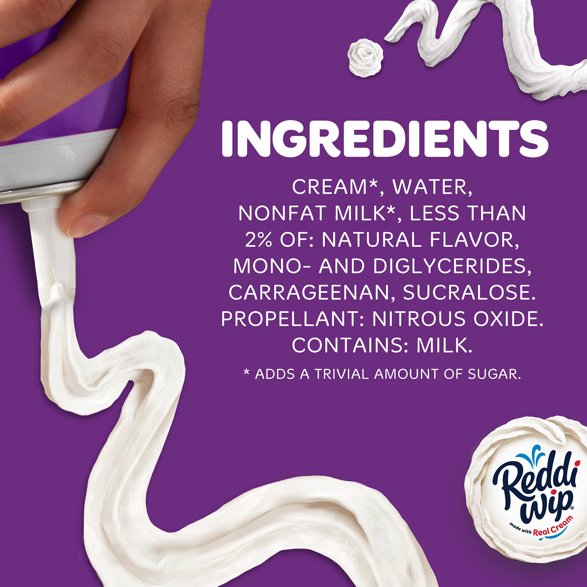 Reddi-wip Zero Sugar Whipped Topping - Keto Friendly, Gluten Free, 13 oz Can - Perfect for Low-Carb Desserts, Coffee Topping & Healthy Snacks