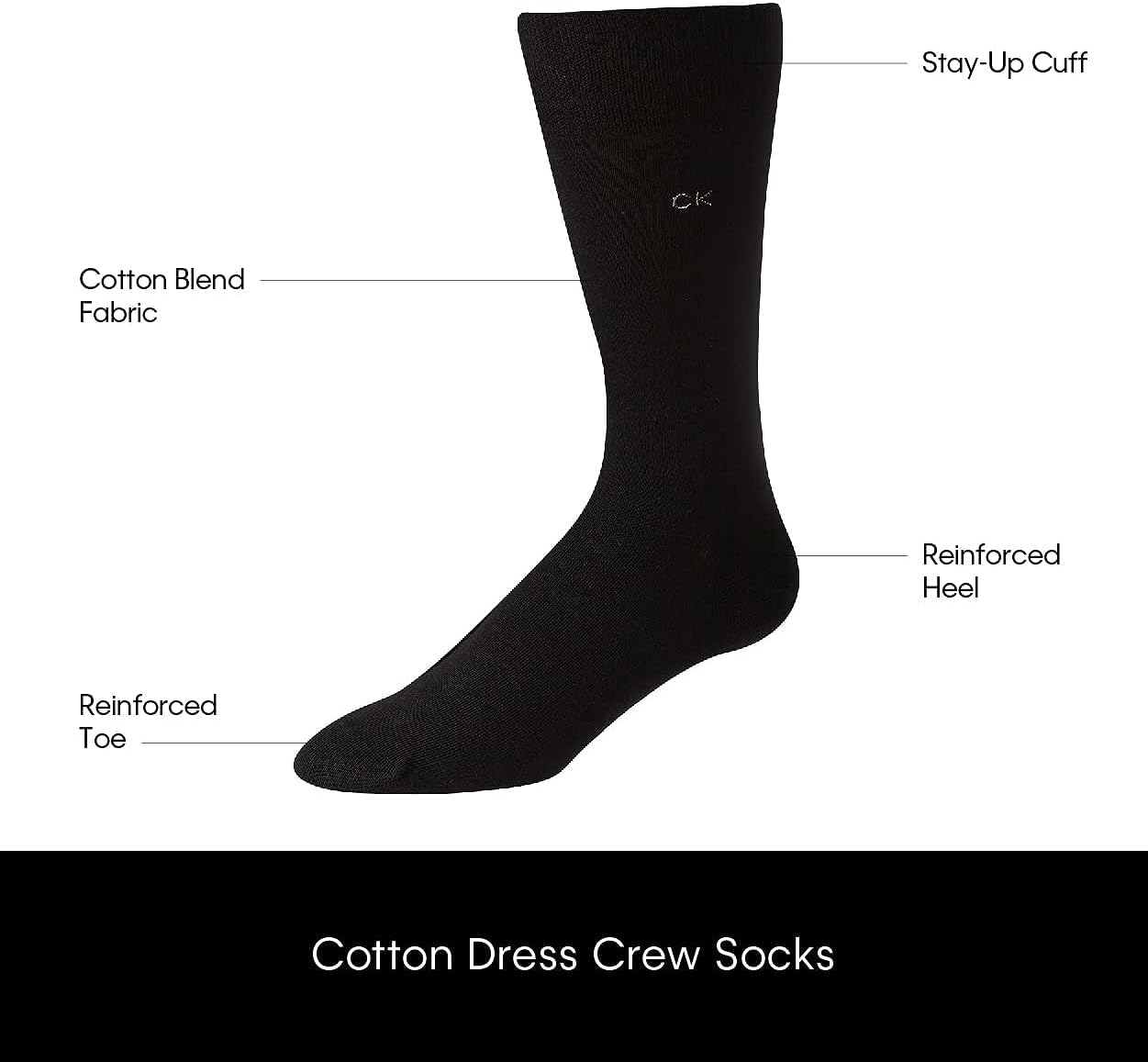 Calvin Klein Men's Dress Socks - Soft Non-Binding Cotton Crew Socks (3-Pack) for Business, Office & Formal Occasions