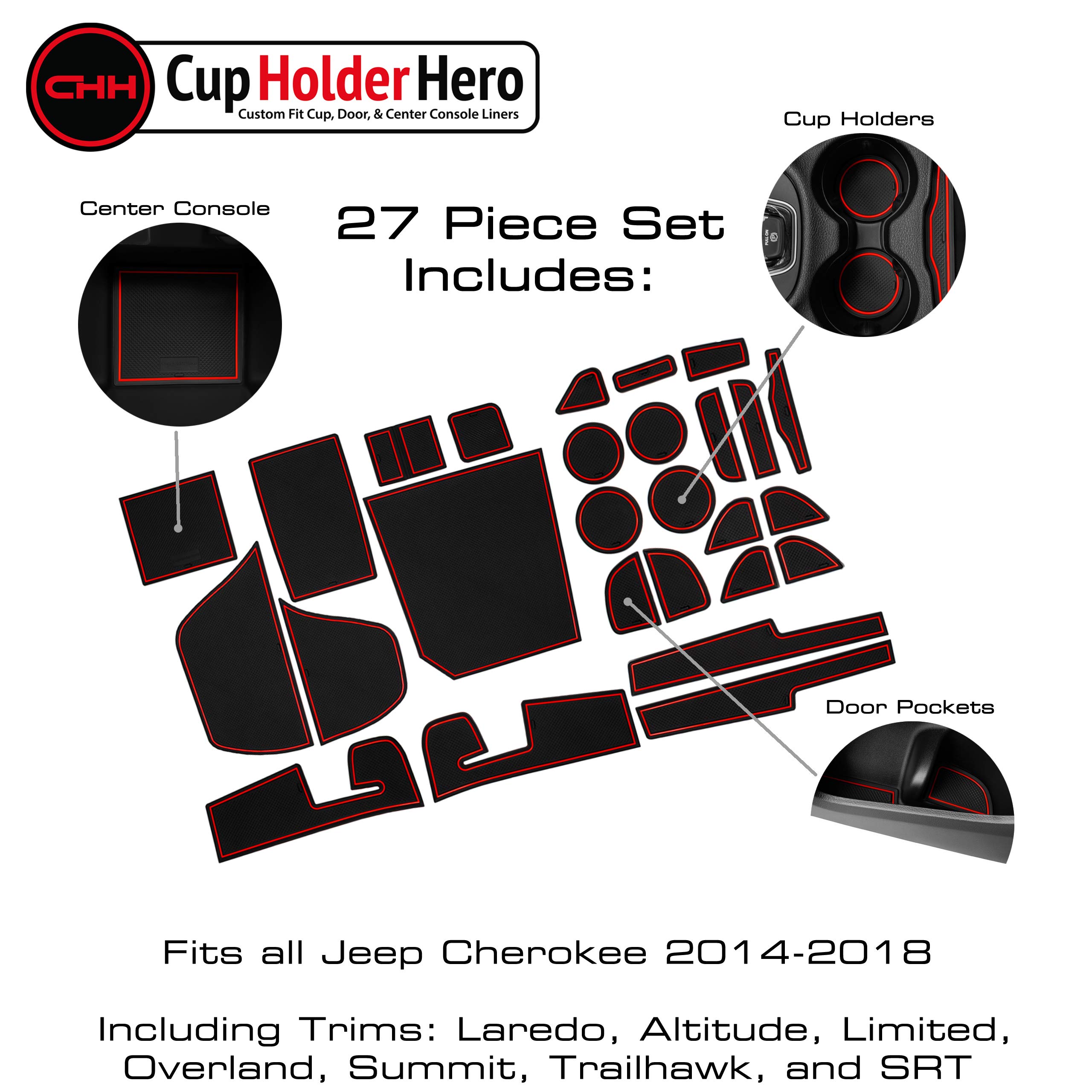 2014-2018 Jeep Cherokee Red Interior Trim Kit - Premium Car Accessories for Customization & Style Upgrade | Perfect for DIY Car Mods & Interior Enhancements