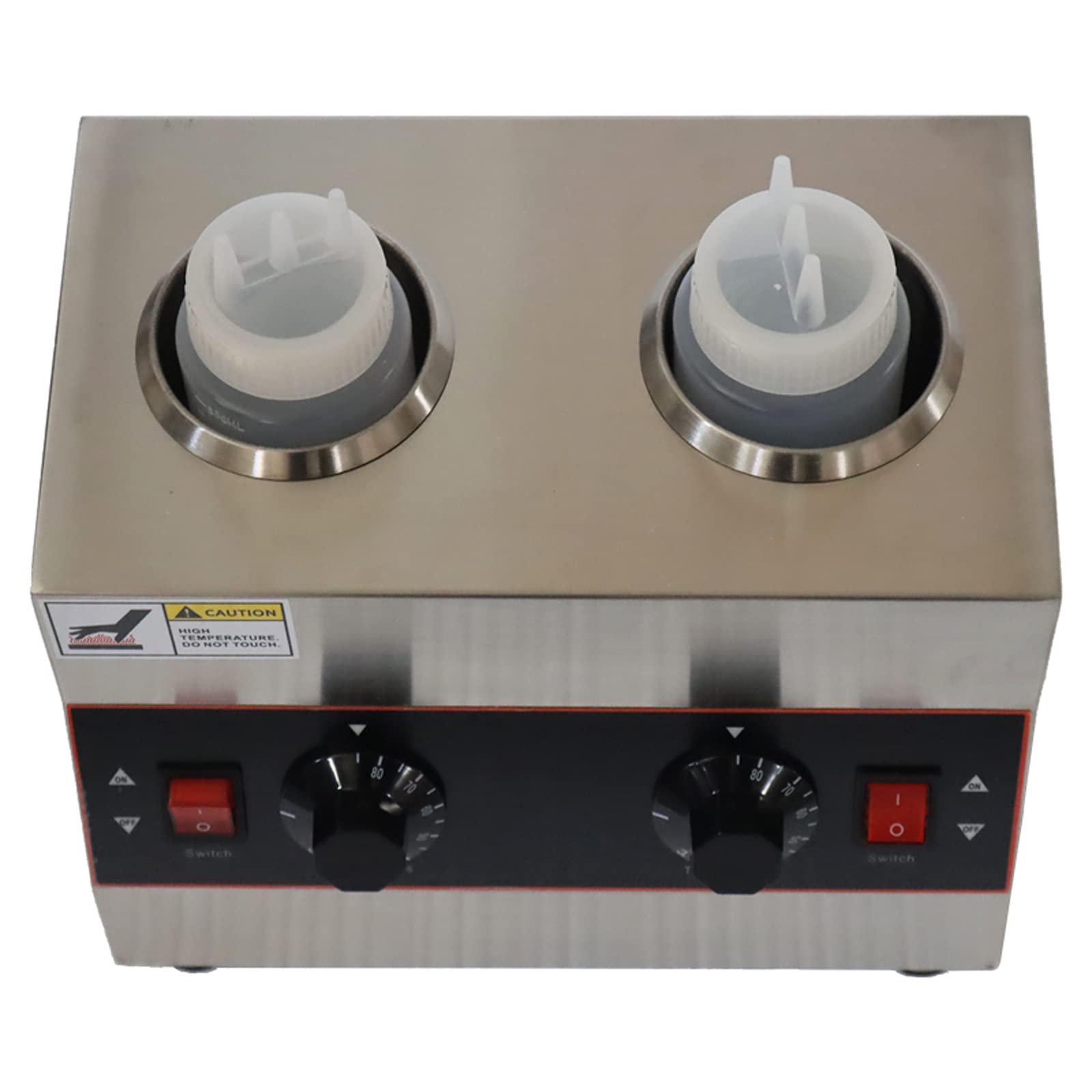 TECHTONGDA 110V Electric Food Warmer & Cheese Dispenser - 2 Squeeze Bottle Sauce Heater for Hot Fudge, Caramel, Jam - Perfect for Restaurants, Cafes & Home Kitchens