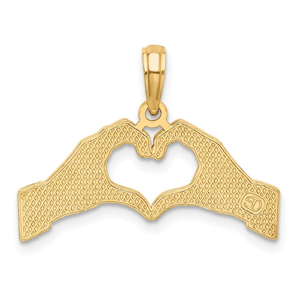 10K Yellow Gold Heart Charm - Hands Forming Heart Pendant for Necklace - Perfect Gift for Valentine's Day, Anniversary & Special Occasions