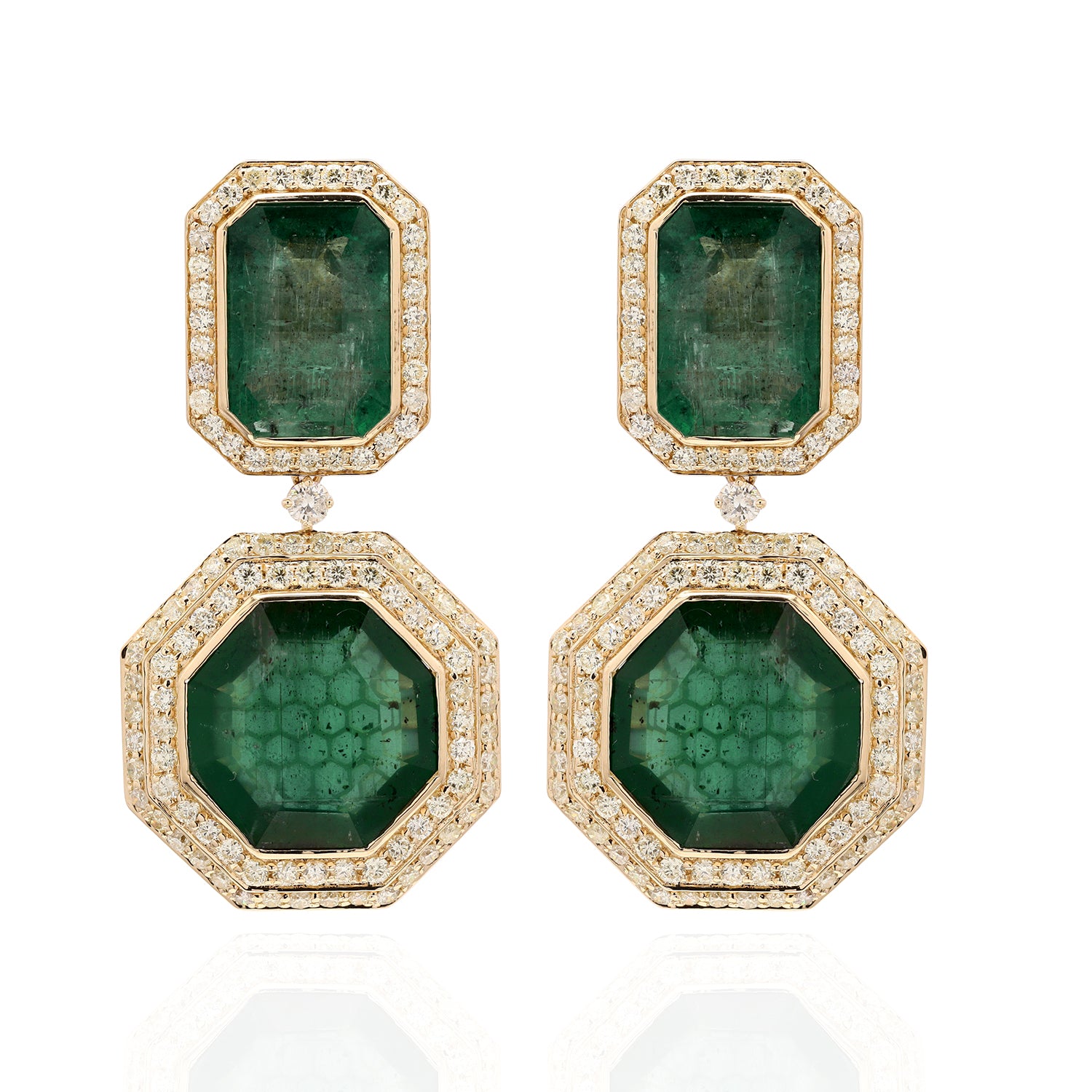 Emerald Octagon Cut Gemstone - May Birthstone for Wedding Jewelry in 18k Yellow Gold - Perfect for Bridal Earrings, Anniversary Gifts & Special Occasions