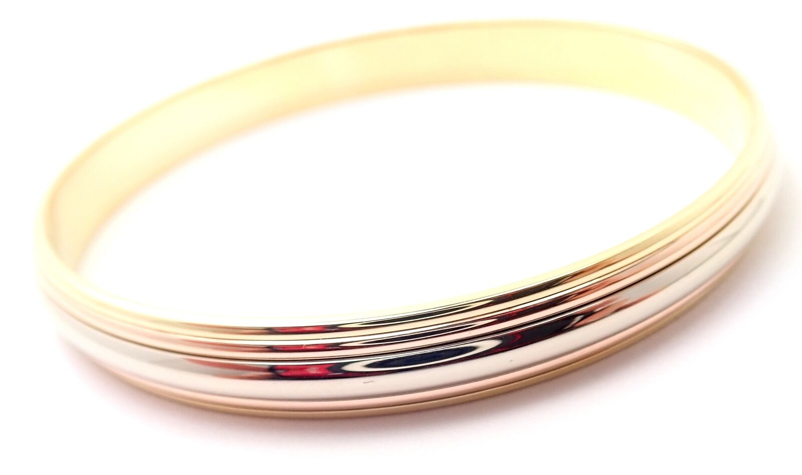 Vintage Cartier 18K Tri-Color Gold Slip-On Bangle Bracelet - Luxury Jewelry for Women | Perfect for Weddings, Parties & Special Occasions
