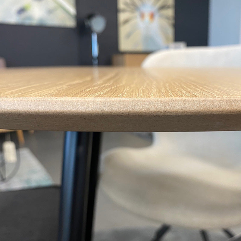 GINNY 31.5 Inch Round Dining Table for 4 - Natural & Black Wooden Kitchen Table - Perfect for Small Spaces, Breakfast Nook, and Cozy Dining Rooms