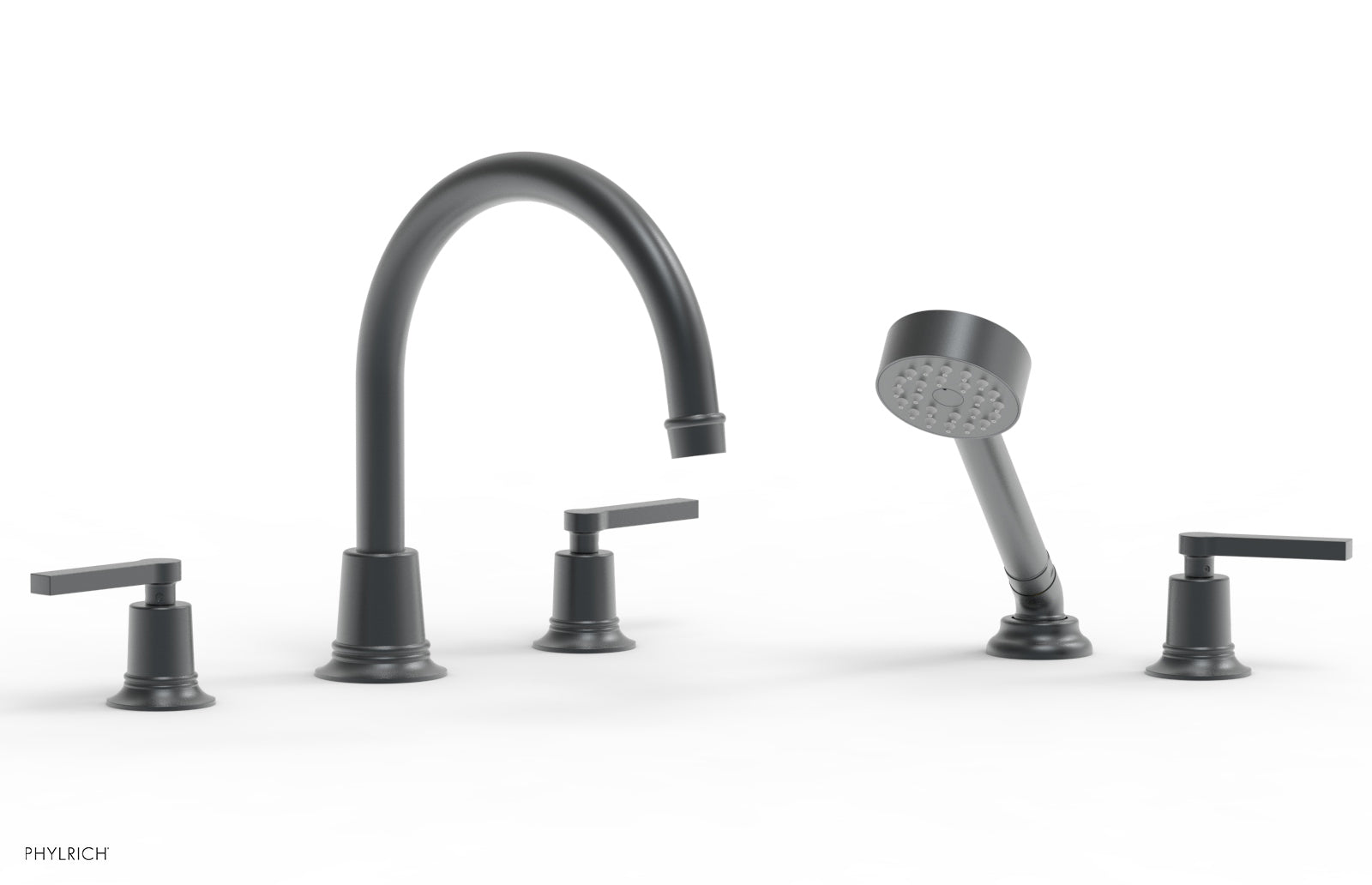 HEX MODERN Deck Mount Tub Faucet Set with Hand Shower and Lever Handles 501-51 - Perfect for Bathroom Renovation and Spa-Like Shower Experience