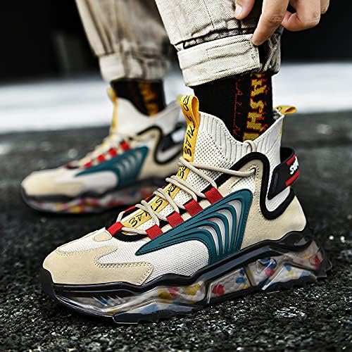 **LZDZN Men's High-Top Basketball Sneakers - Breathable Running & Trail Shoes for Sports, Walking - Black, Beige, Grey - Available in Men's & Women's Sizes - Perfect for Gym, Outdoor Training & Casual Wear**