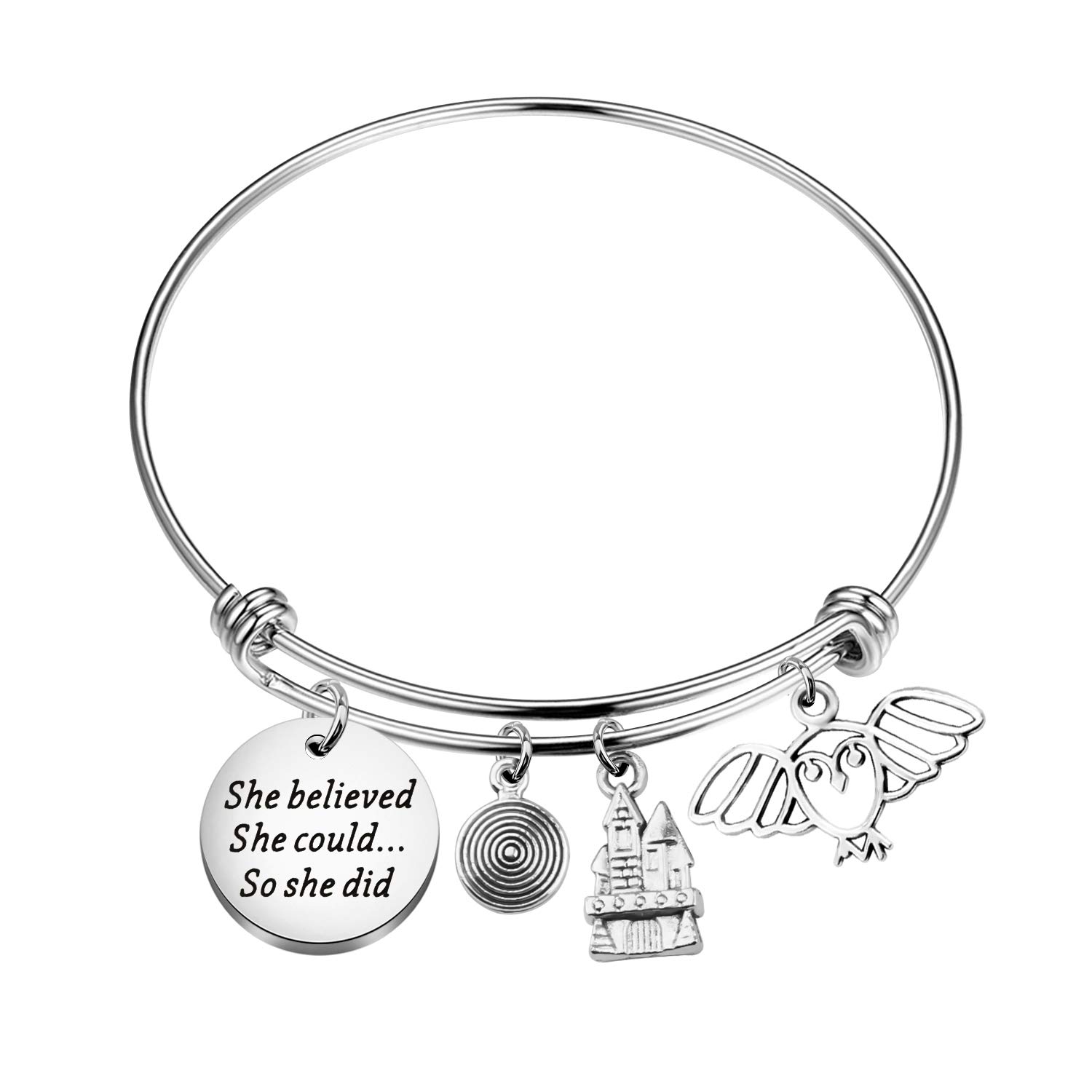 BLEOUK Inspirational Jewelry Bracelet - 'She Believed She Could So She Did' Movie Quote Gift for Women, Literary Lover Present - Perfect for Birthdays, Anniversaries & Motivational Gifts