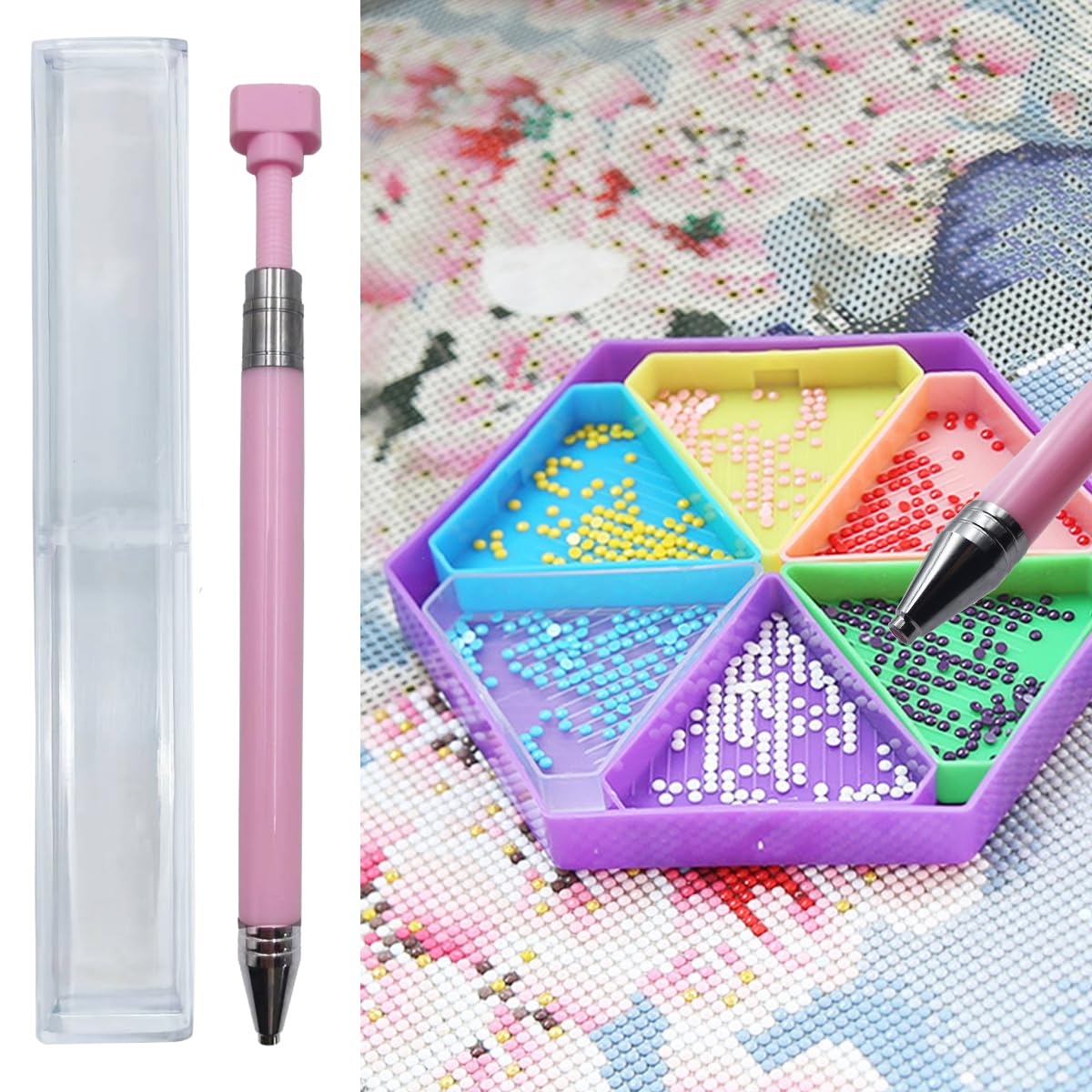 Refillable Diamond Painting Pens with Wax - 5 Pack Diamond Art Tools Kit for DIY Crafts, Quick Pick Up Beads & Gems - Perfect for Adults & Kids Art Projects, Home Decor & Relaxation Therapy