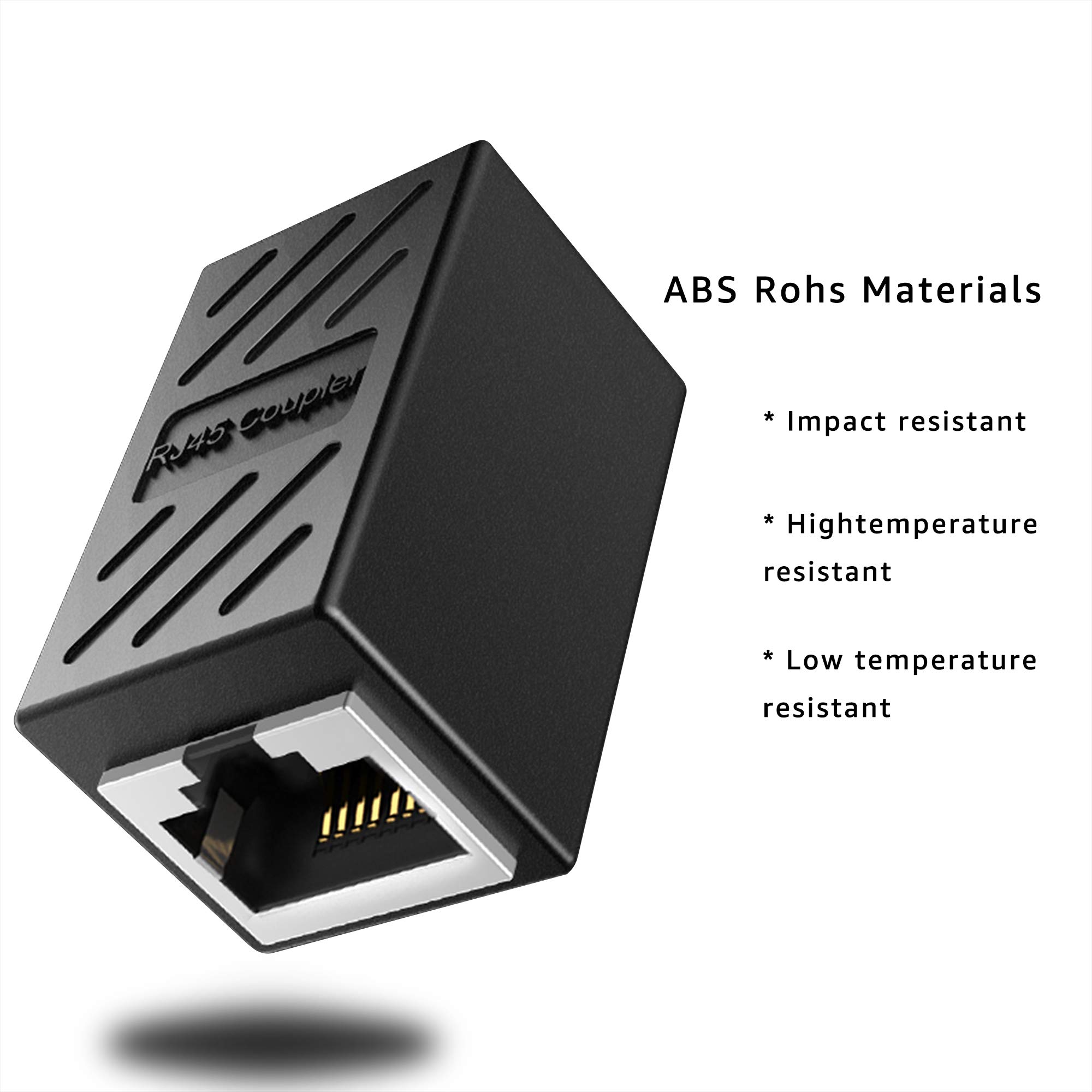DEFACE RJ45 Coupler 2 Pack - Cat8 Cat7 Cat6 Cat5e Female to Female Ethernet Adapter (Black) - High-Speed Network Extension for Home Office, Gaming & Server Rooms