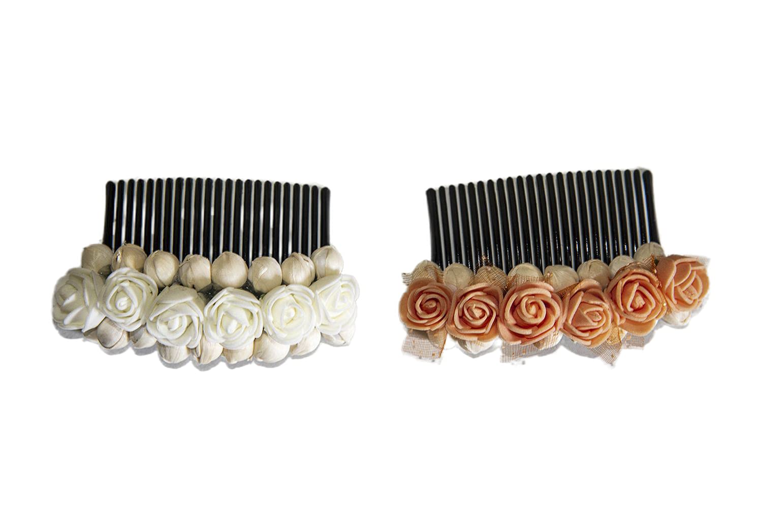 Women's Floral Hair Claw Clip & Bun Maker Set - White & Orange (2 Pack) | Perfect for Updos, Ponytails & Everyday Hairstyles