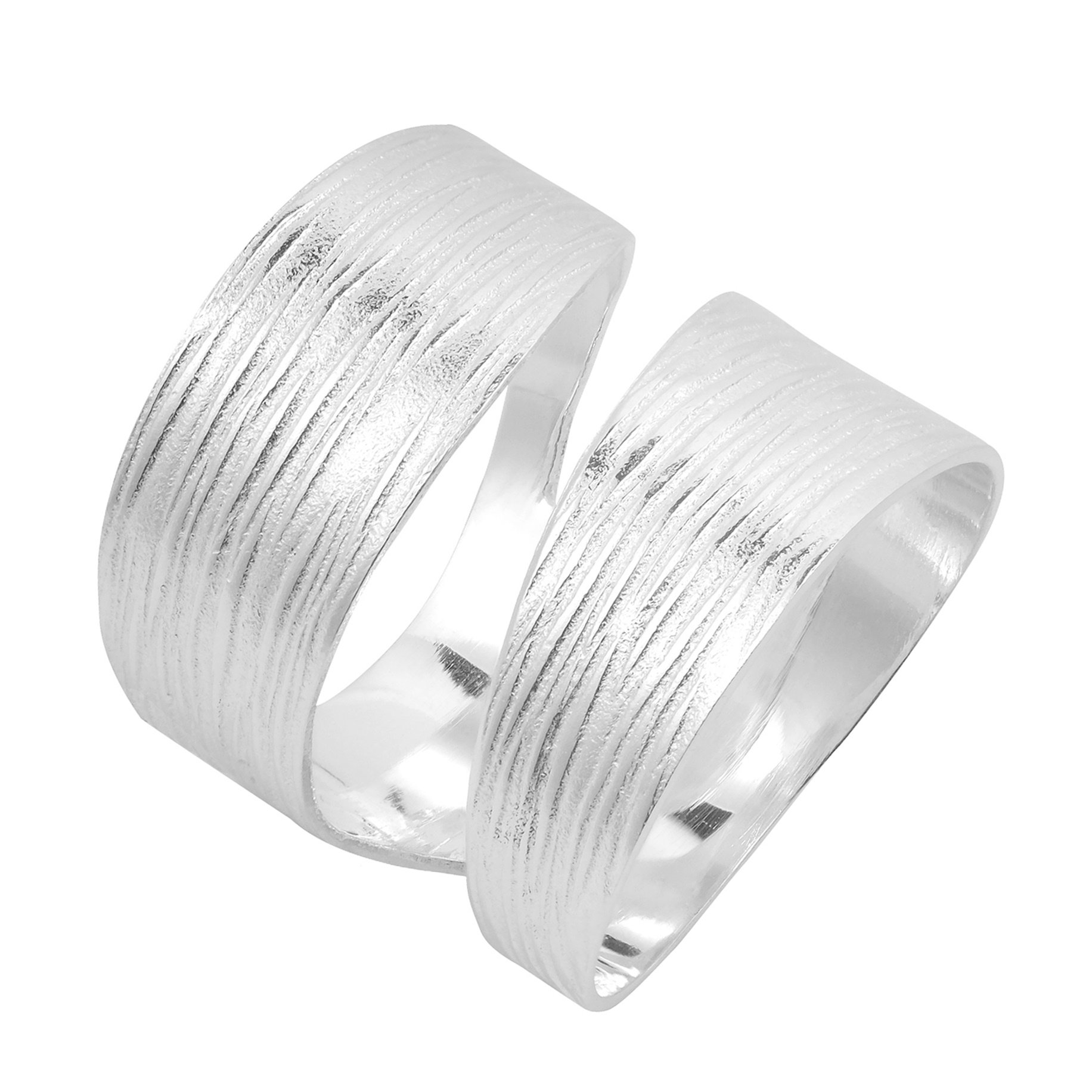 AeraVida .925 Sterling Silver Wide Textured Line Wrap Satin Brush Ring for Women | Elegant Wedding Band, Trendy Comfort Fit Fashion Statement Ring | Sizes 6-10 | Perfect for Bridal, Anniversary Gifts & Everyday Wear