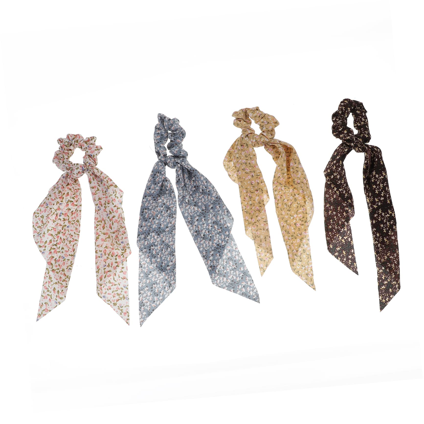 Lurrose 4-Pack Women's Elastic Headbands & Scrunchies - Soft Hair Ties for Women & Teen Girls - Stylish Hair Accessories, Ribbons & Chiffon Bows - Perfect for Workouts, Office, School & Everyday Use