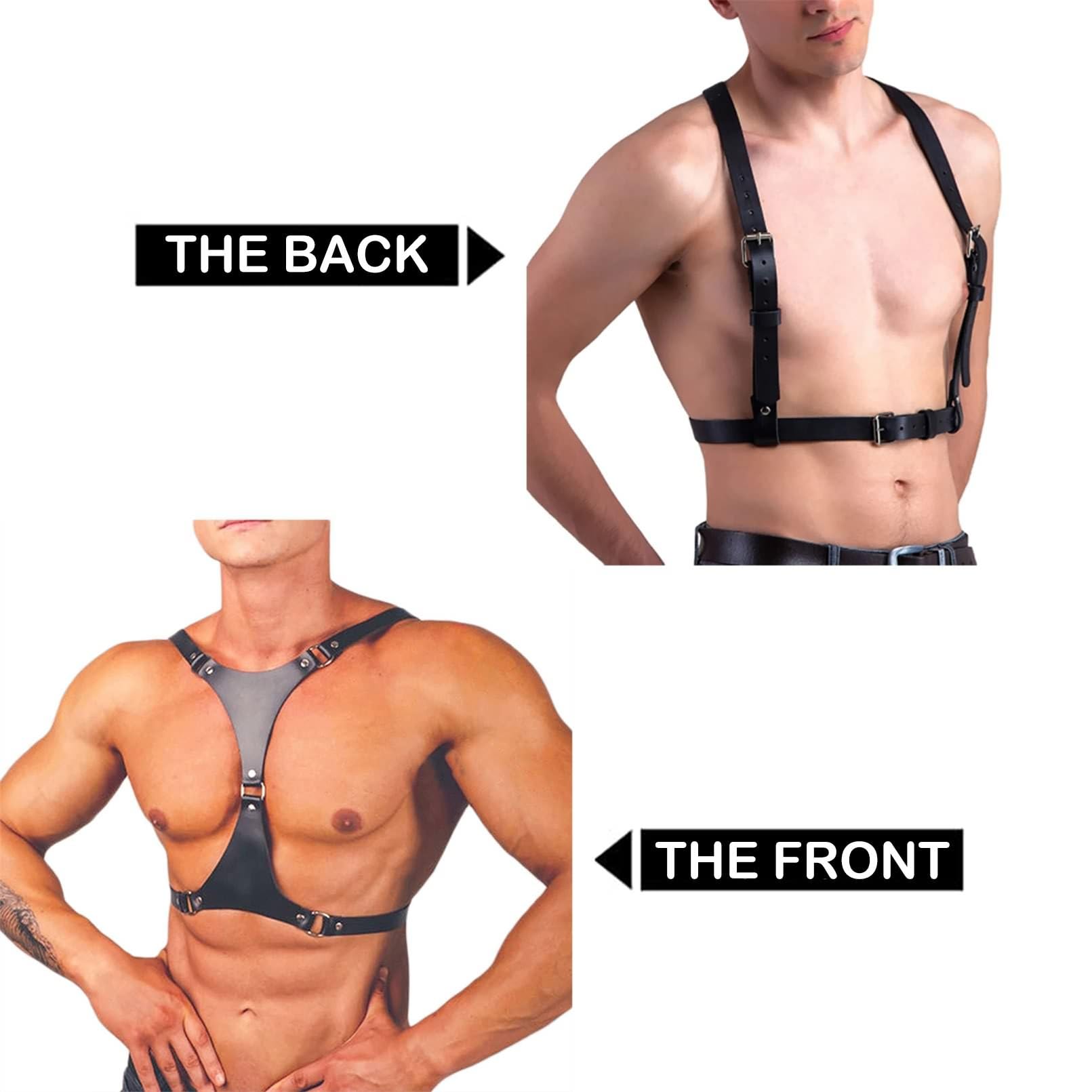 Men's Adjustable Leather Chest Harness Belt - Sexy Restraints for Nightclub, Cosplay & BDSM Outfits - Perfect for Clubwear, Costume Parties & Fetish Fashion