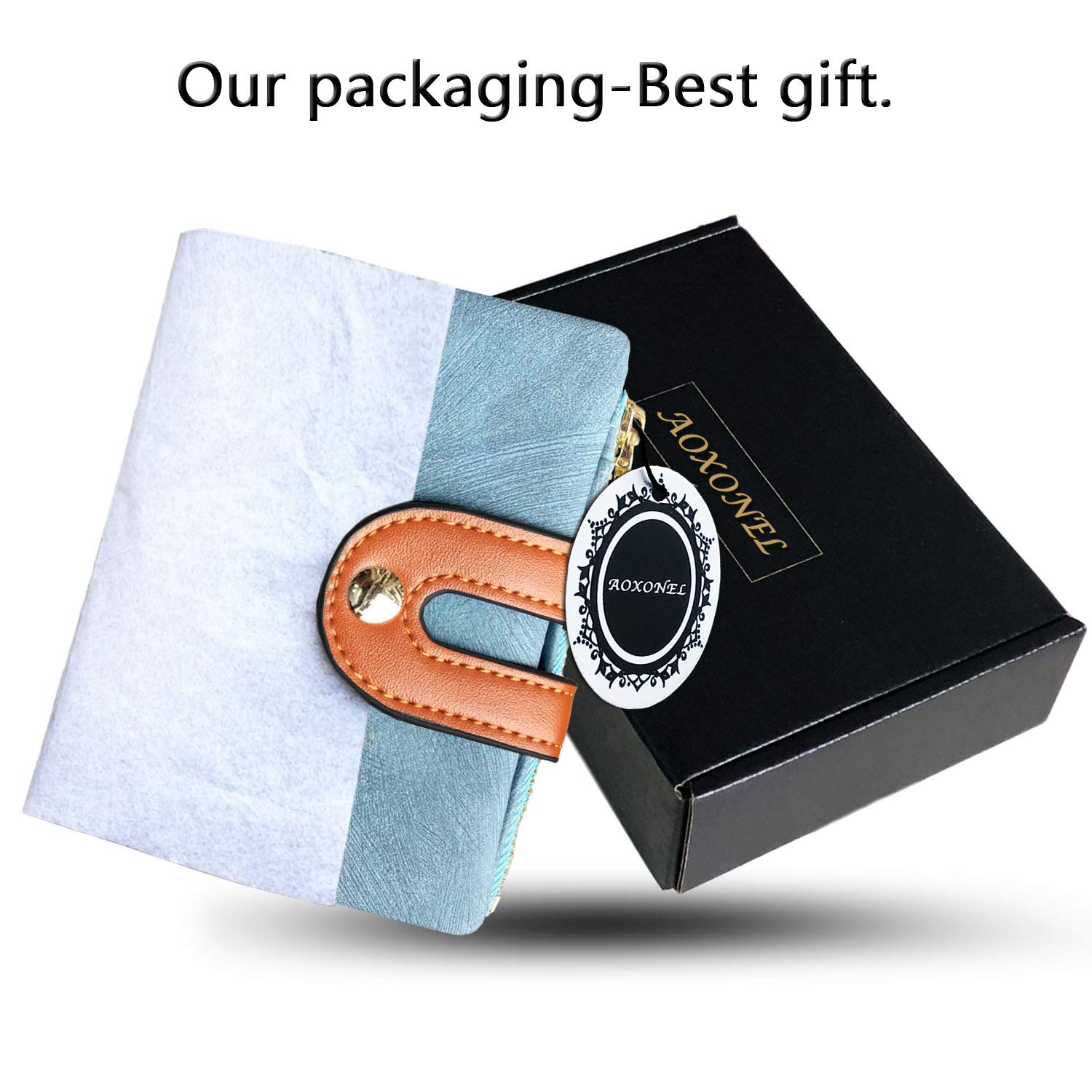 AOXONEL RFID Bifold Leather Wallet for Women - Slim Compact Purse for Cards & Coins | Travel & Daily Use