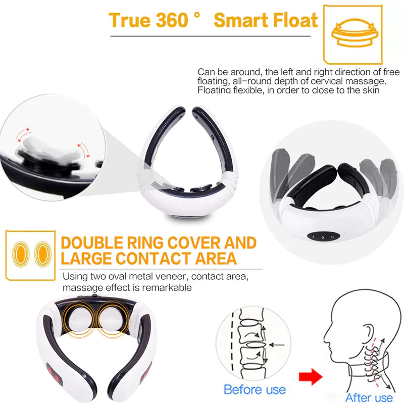 Electric Neck Massager with Pulse & Magnetic Therapy - Instant Pain Relief for Shoulder, Back & Muscle - Perfect for Office, Travel & Home Use