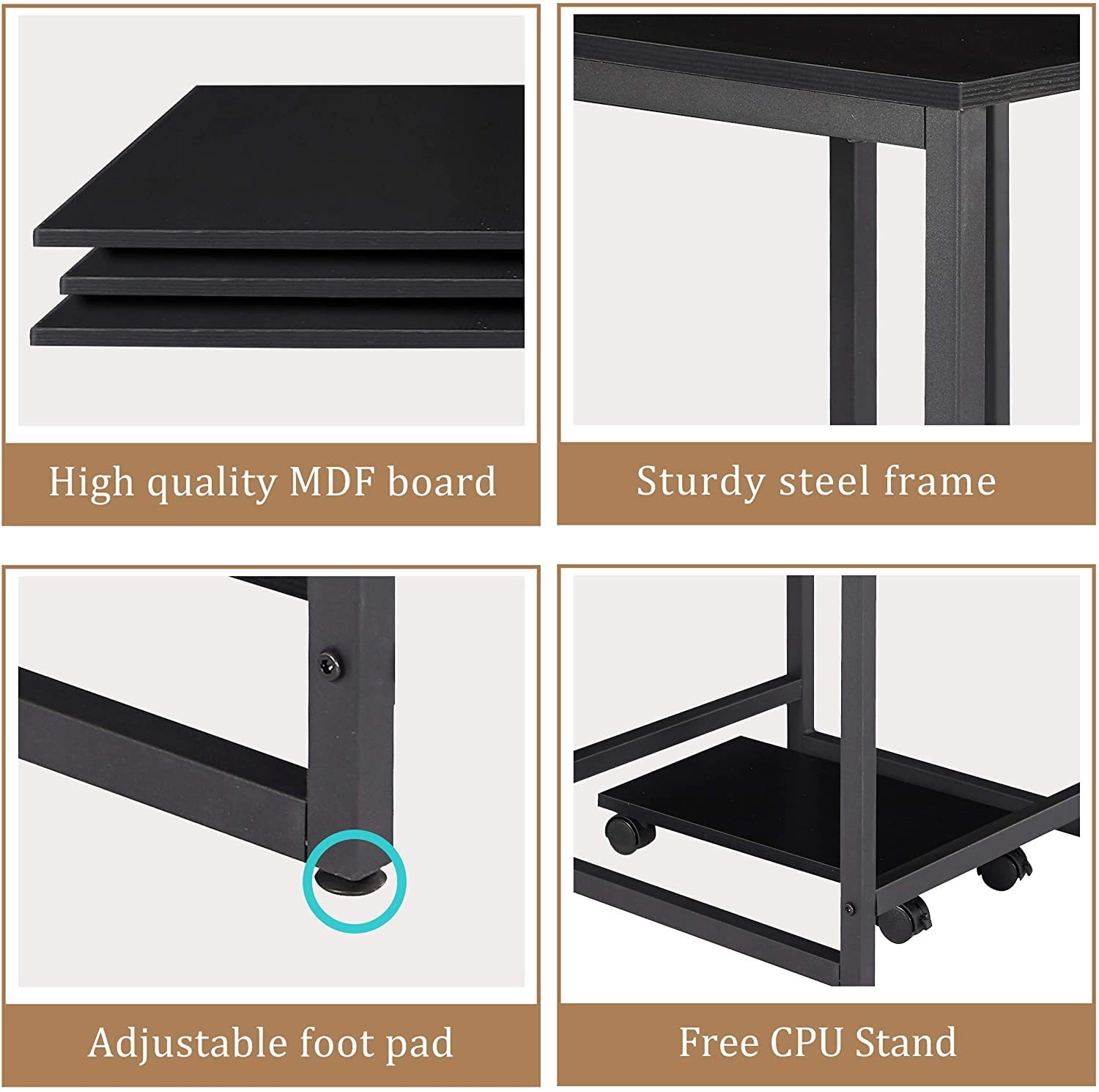 Ergonomic U-Shaped Computer Desk with CPU Stand - 78.7