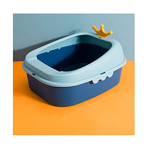 Large Space Semi-Enclosed Cat Litter Box - Splash-Proof & Easy Cleaning Cat Toilet for Indoor Cats - Perfect for Small Apartments & Multi-Cat Homes (Color: C)