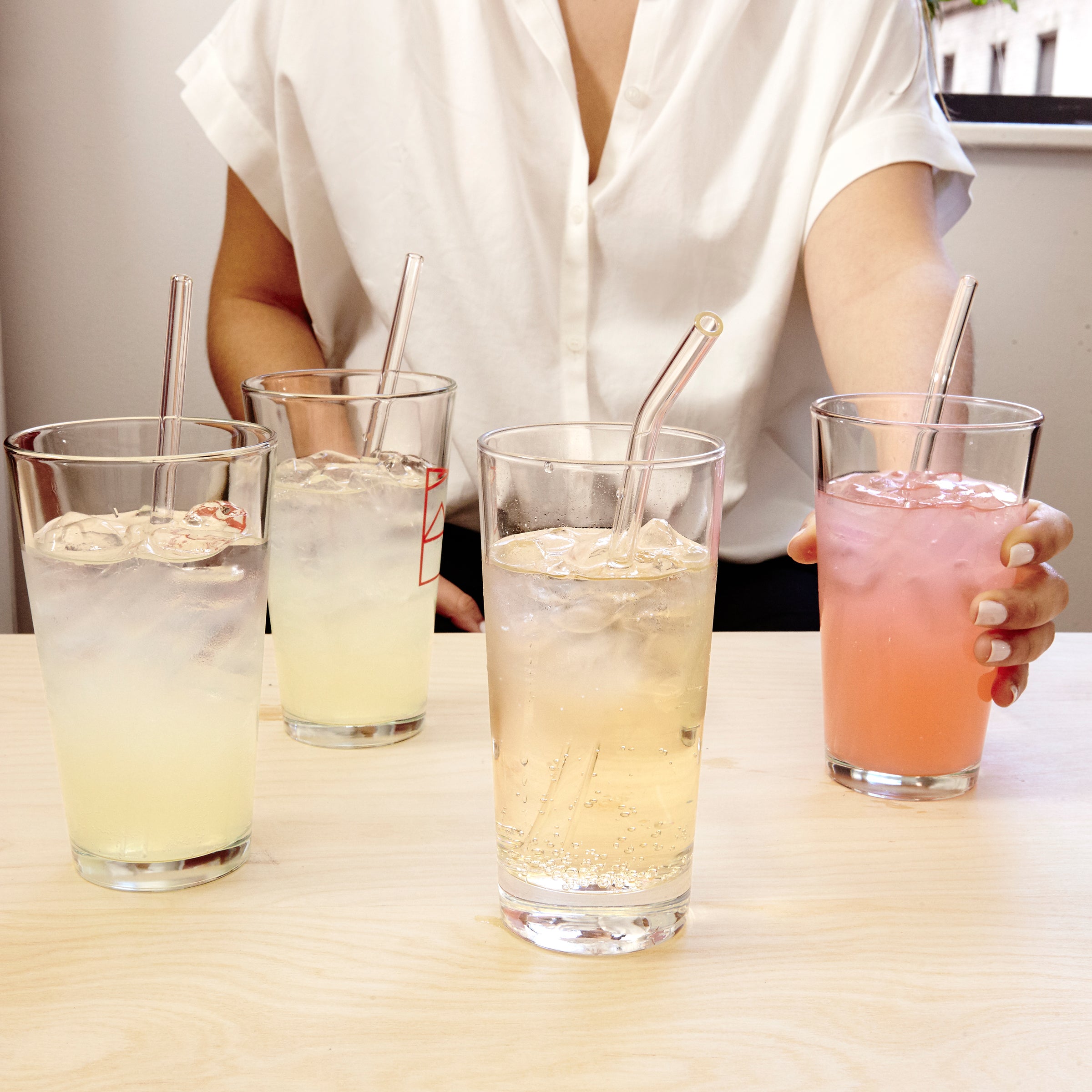 Eco-Friendly Clear Reusable Glass Straws - 12 Pack BPA-Free Drinking Straws for Smoothies, Iced Coffee & Cocktails - Perfect for Home, Office & Travel Use