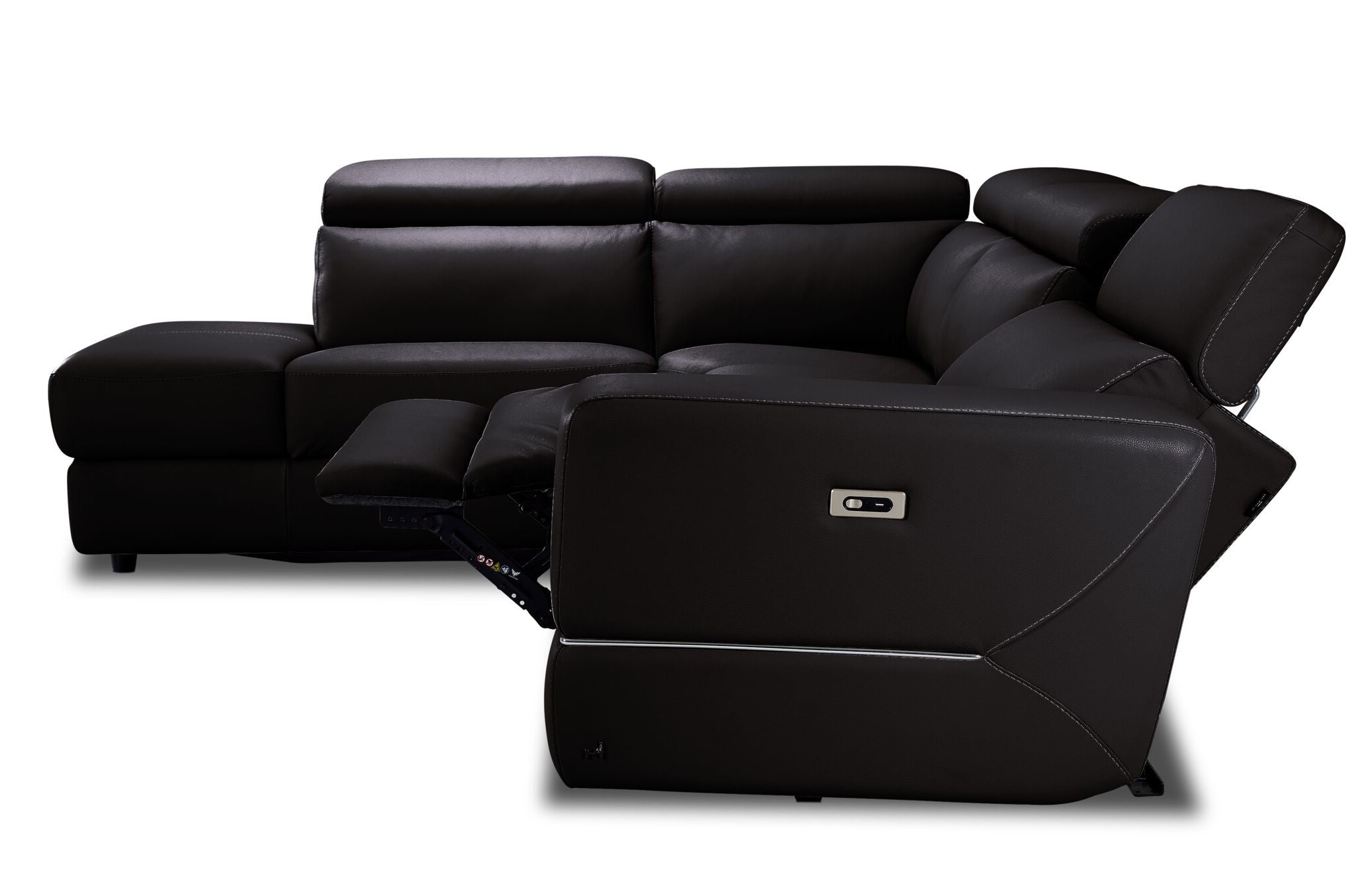 Bianca 3-Piece Power Reclining Sectional Sofa with Left-Facing Chaise in Chocolate Brown - Perfect for Living Room, Home Theater & Family Gatherings