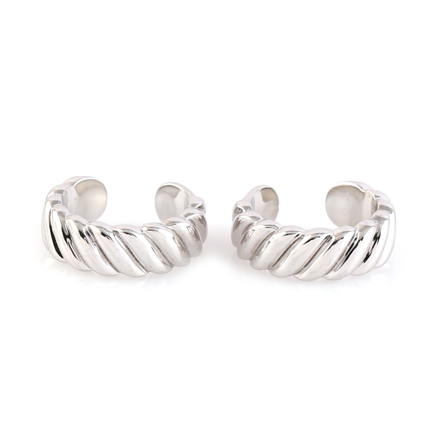18K White Gold Designer Ear Cuff Earrings for Women - Elegant Non-Piercing Ear Jewelry for Parties, Weddings & Special Occasions
