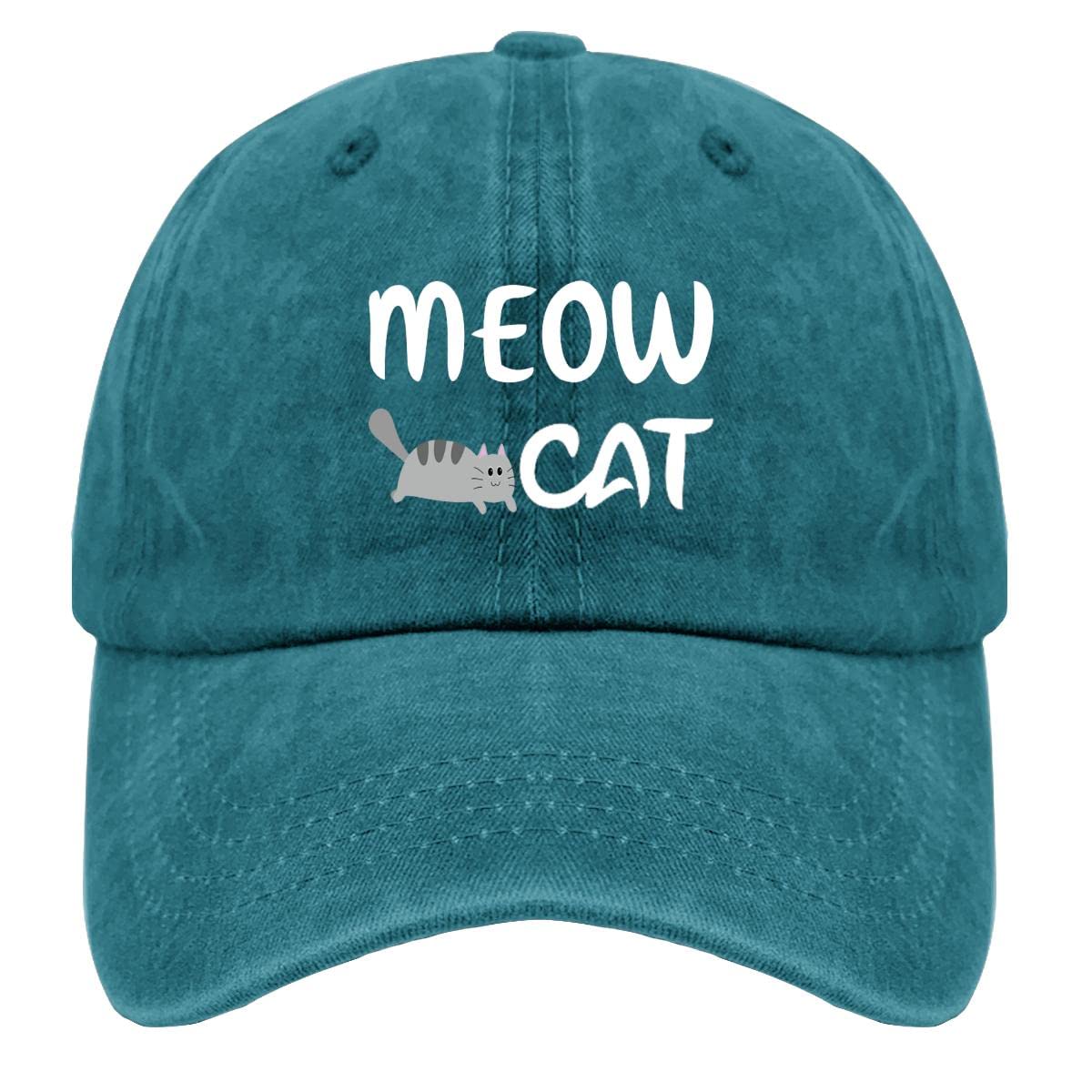 Cute Meows Cat Baseball Cap for Women - Soft Cotton Cowboy Golf Hat - Perfect for Outdoor Sports, Casual Wear & Fashion Accessories