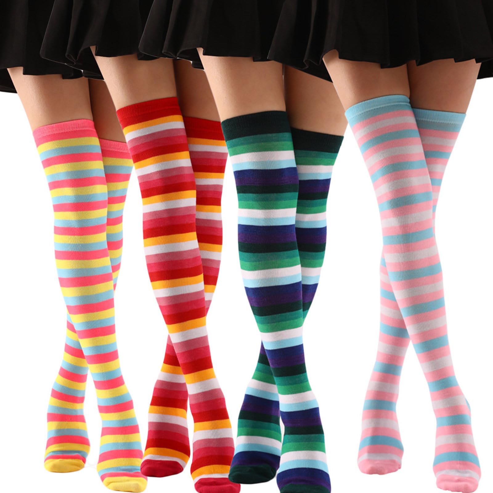 Halloween Compression Socks for Women - Over Knee Striped Print Long Socks - Nurse & Cosplay Costume Accessories - Perfect for Halloween Parties, Cosplay Events & Costume Outfits