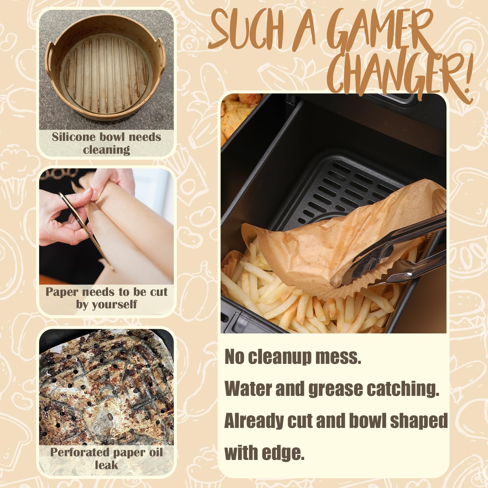 250 Pcs Disposable Non-Stick Rectangle Parchment Paper Liners for Ninja Dual Air Fryer - Perfect for Baking, Roasting & Air Frying - Fits Most Rectangular Air Fryer Baskets