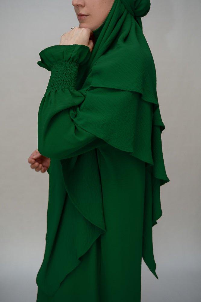Dark Green Modest Dress with Pockets - Wrinkle-Free & Comfortable - Perfect for Church, Work, and Everyday Wear
