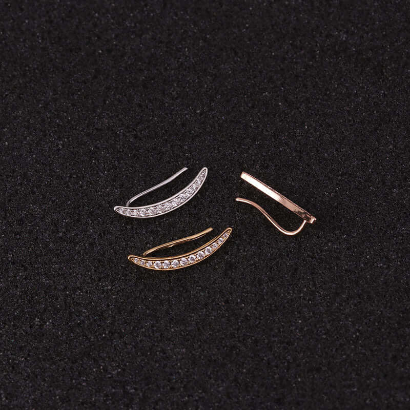 16G Cartilage Linear Flower Ear Clip Ear Cuff - Boho Chic Earring for Women | Perfect for Parties, Weddings & Everyday Wear (HSPJ19124)