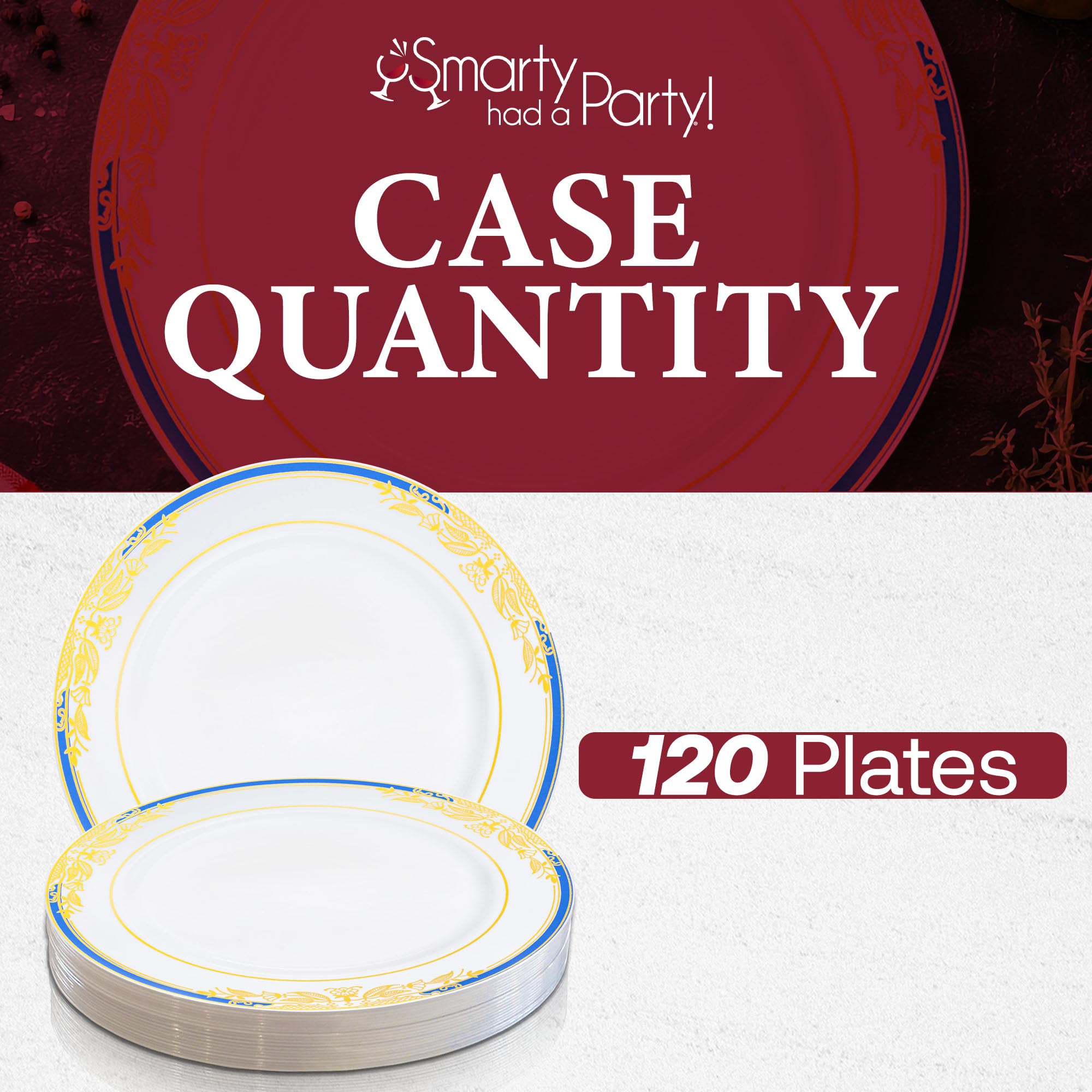 Smarty Had A Party 120-Piece Elegant Disposable Plastic Dinnerware Set - 10.25