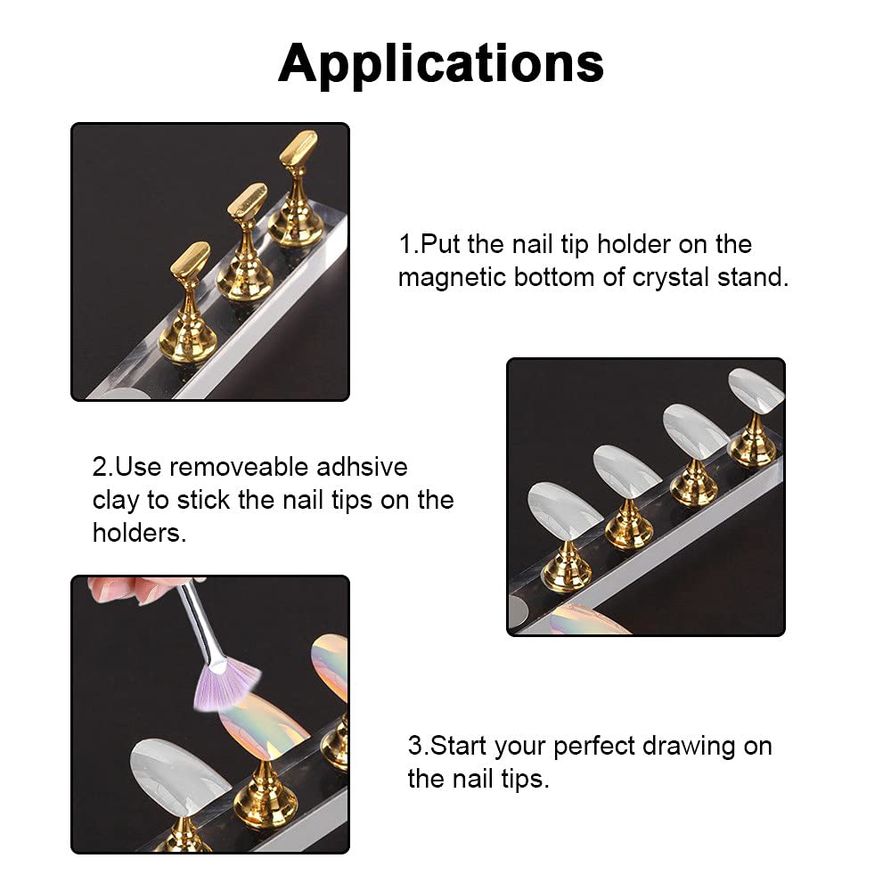 Magnetic Nail Tips Practice Holder Stand - 5 Pcs Nail Art Display Stand for DIY Manicure, False Nail Tips & Salon Use - Perfect for Home Nail Practice, Professional Training & Nail Art Showcase