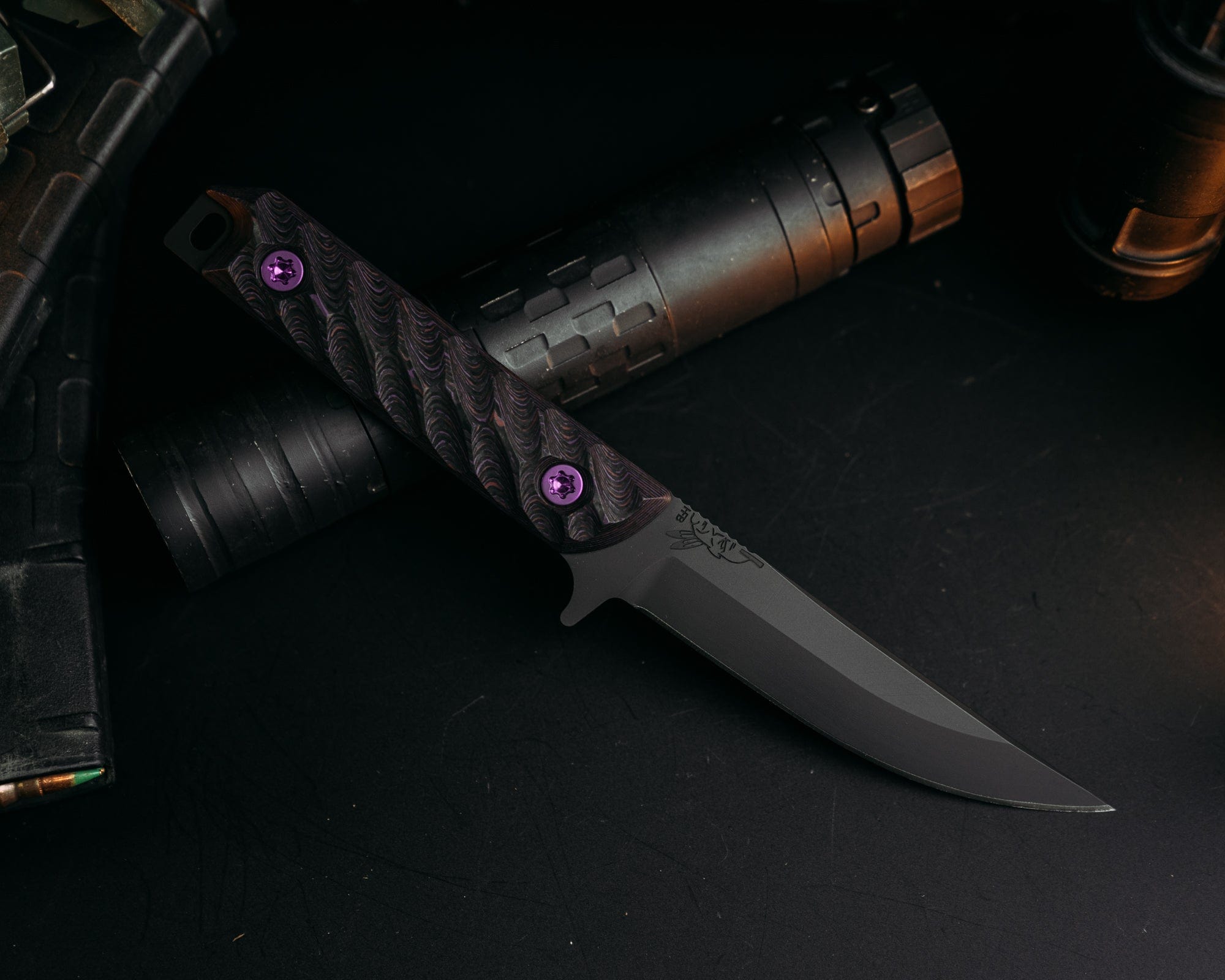 Kwaiken FC Folding Knife - Purple Haze Carbon Fiber Handle, Purple Titanium Torx Bolts, Iron Grip Technology | EDC, Outdoor Survival, Camping & Tactical Use