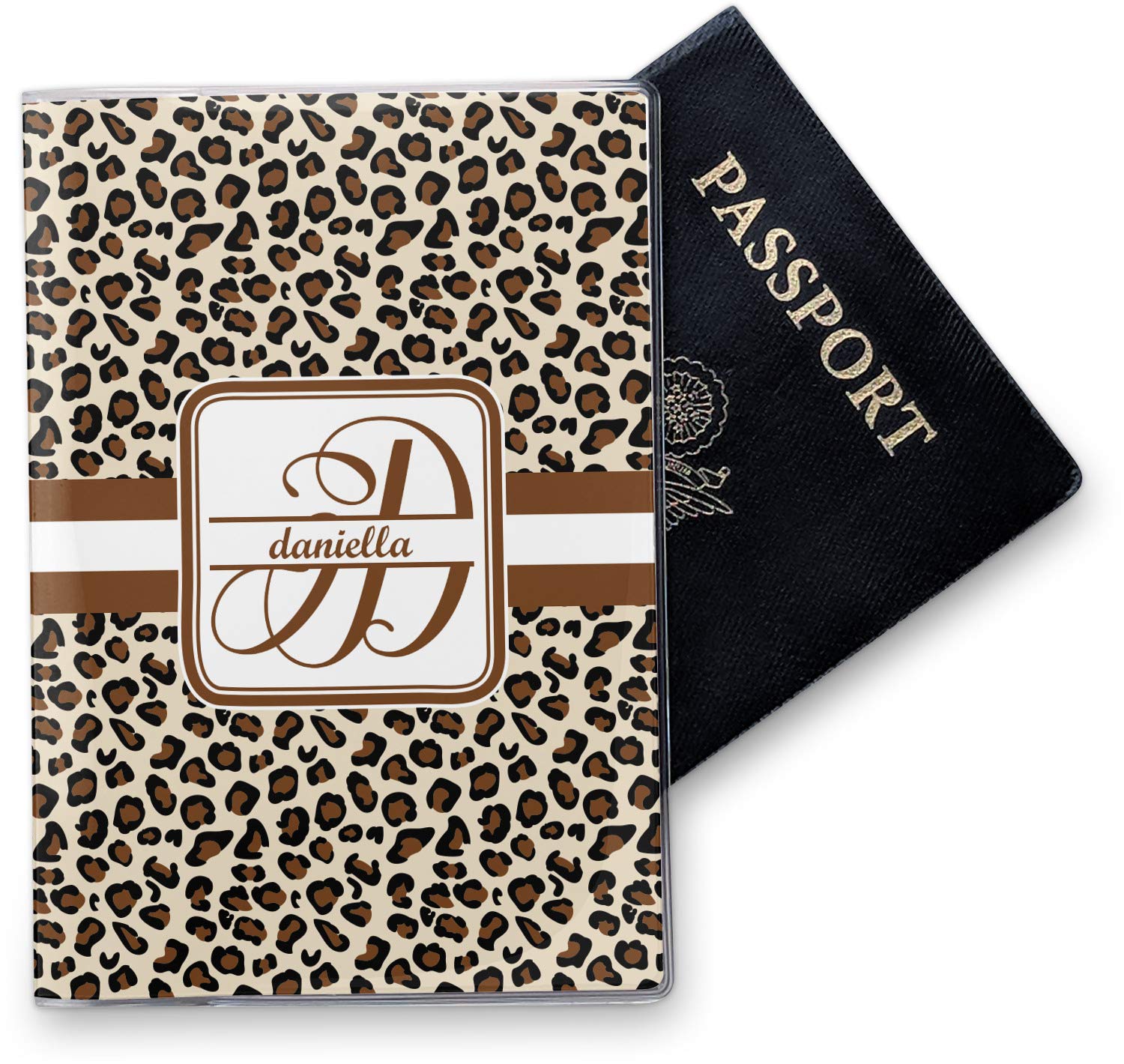 Personalized Leopard Print Vinyl Passport Holder - Custom Name Travel Document Case for Women & Men - Perfect for Airplane Trips, Vacations & International Travel Accessories