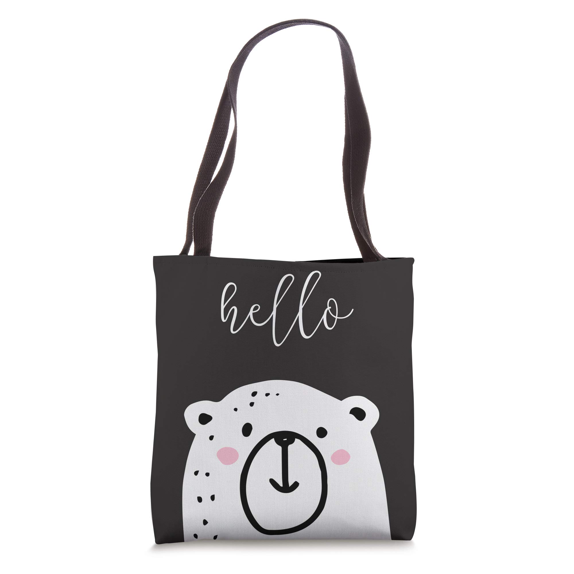 Stylish Black & White Polar Bear Print Tote Bag - Durable & Eco-Friendly AES433 Canvas Shopping Bag for Groceries, Beach, Work & Travel