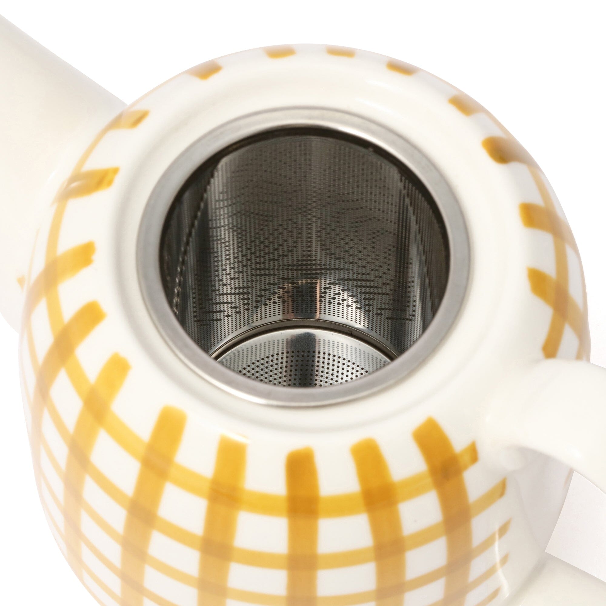 Hand Painted Ceramic Teapot - Yellow Checkered Design - Perfect for Afternoon Tea & Home Decor