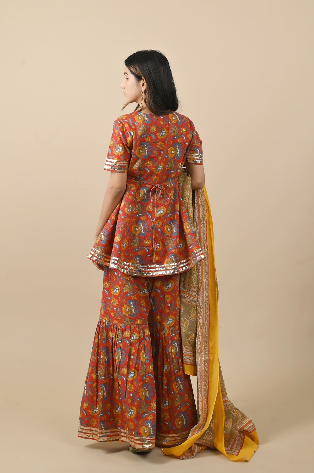 Handblock Printed Meera Sharara Suit Set for Women | Traditional Indian Ethnic Wear | Perfect for Weddings, Festivals & Special Occasions