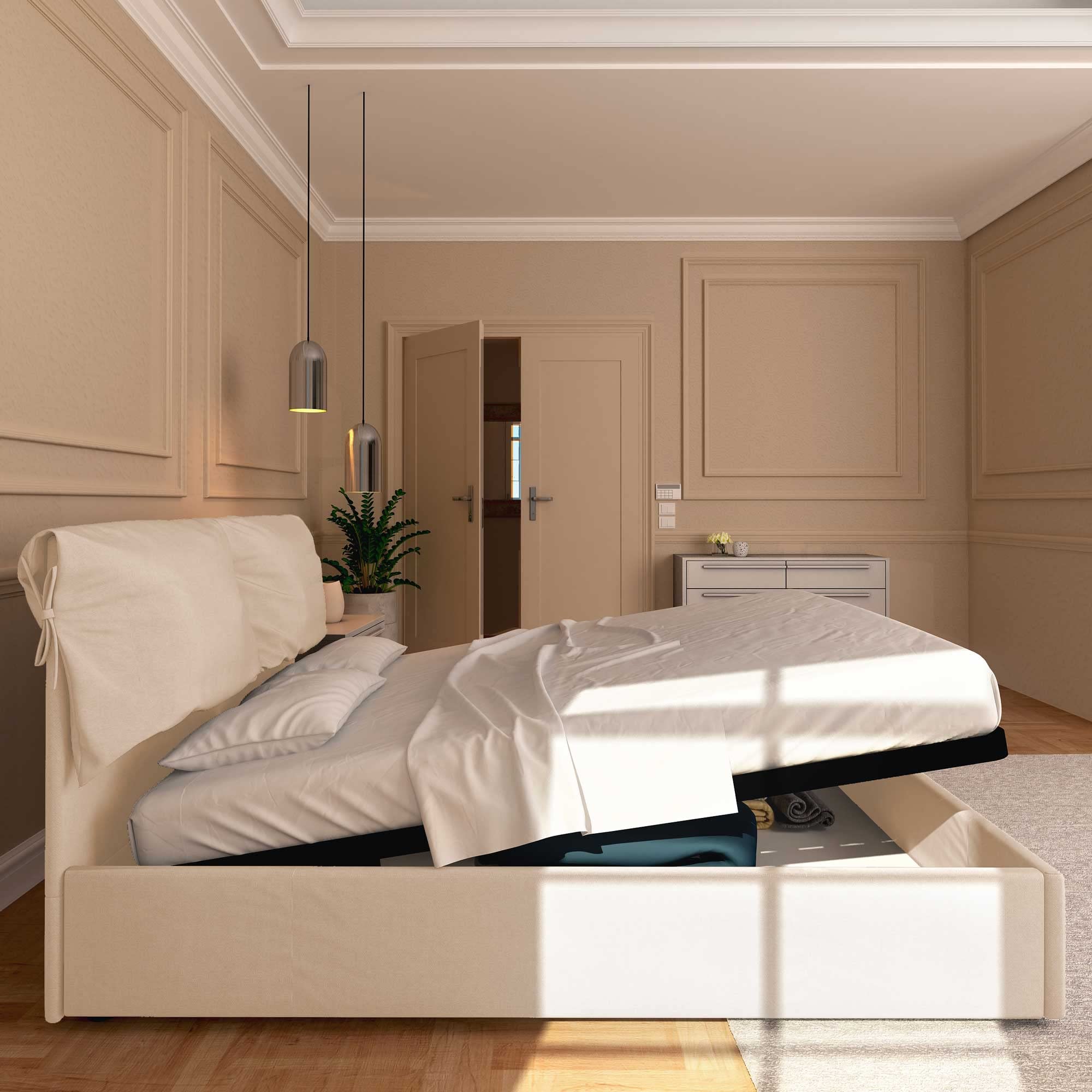 Baldiflex Single Bed with Storage - Licia Soft Synthetic Leather Upholstery, Slatted Base for Single Mattresses, 160 x 200 cm, Padded Headboard in White - Perfect for Small Bedrooms, Guest Rooms & Studio Apartments